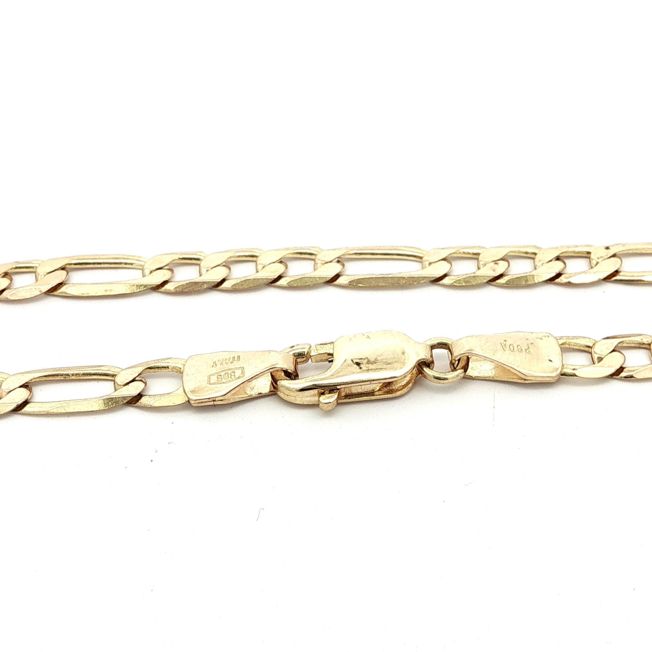 Collar italiano clásico de oro amarillo de 14k pulido de 3,6 mm y 20