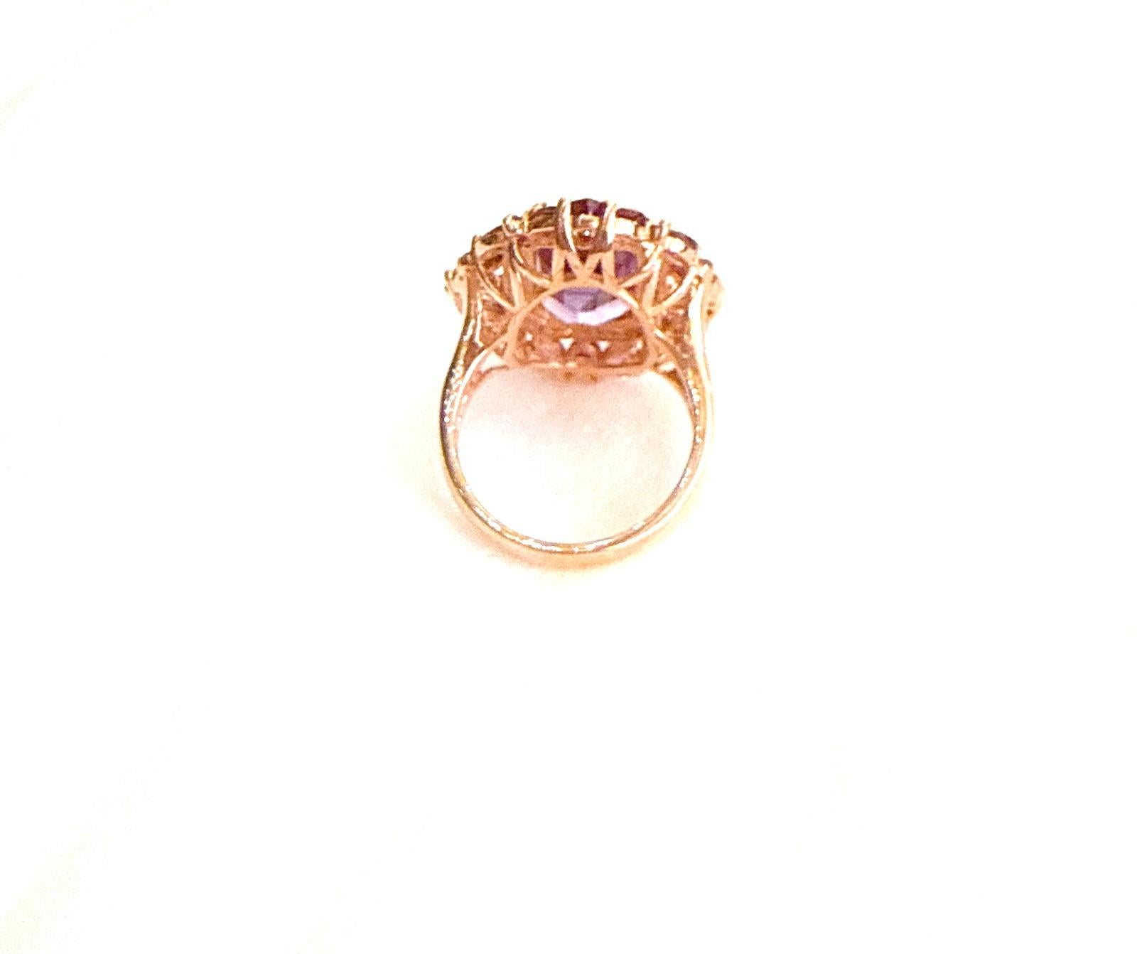 Classic Italian Bochic “Capri” Amethyst & Topaz Ring Set In 18K Gold & Silver For Sale 9