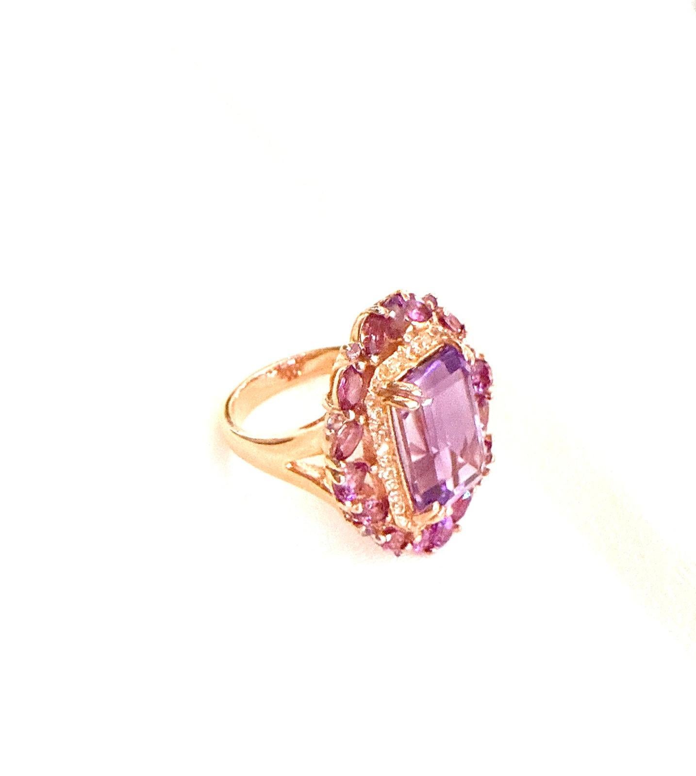 Women's or Men's Classic Italian Bochic “Capri” Amethyst & Topaz Ring Set In 18K Gold & Silver For Sale