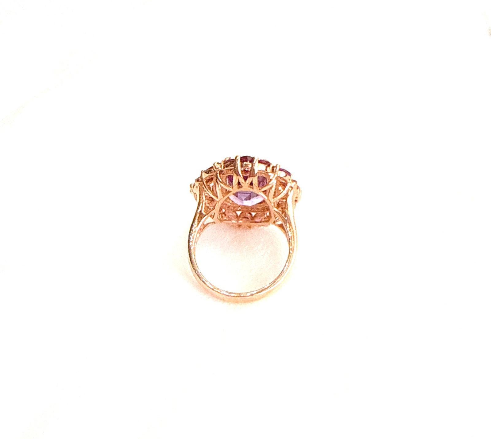 Classic Italian Bochic “Capri” Amethyst & Topaz Ring Set In 18K Gold & Silver For Sale 2