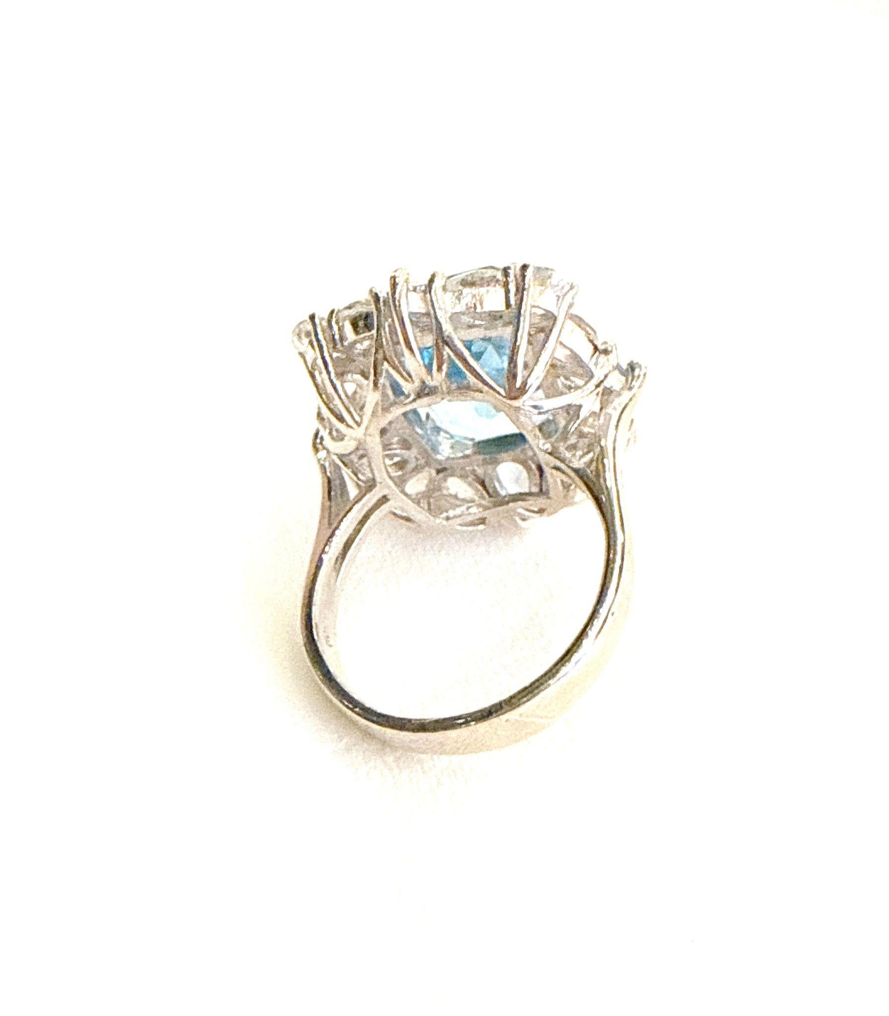 Classic Italian Bochic “Capri” Blue Topaz Ring Set In 18K Gold & Silver In New Condition For Sale In New York, NY