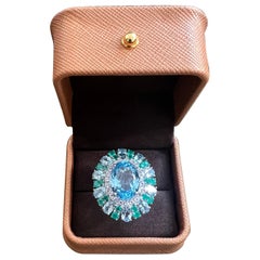 Classic Italian Bochic “Capri” Emerald 
Topaz Ring Set In 18K Gold 
Silver