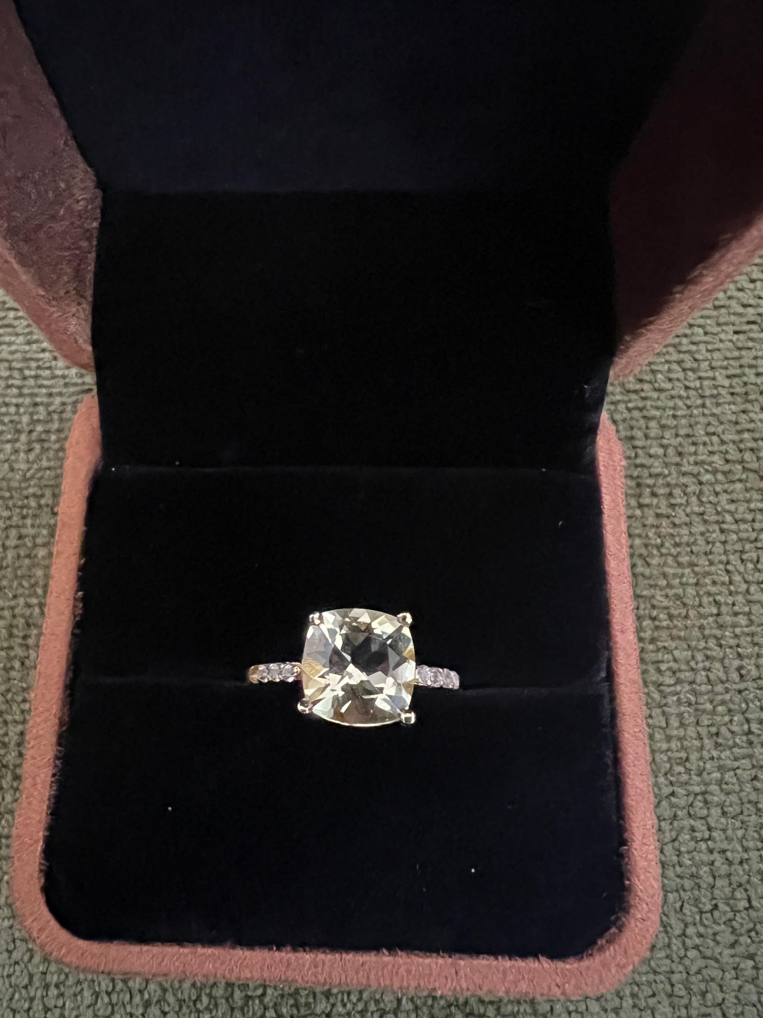 Classic Italian Bochic “Capri” Lemon Green Topaz Ring Set In 18K Gold & Silver For Sale 4