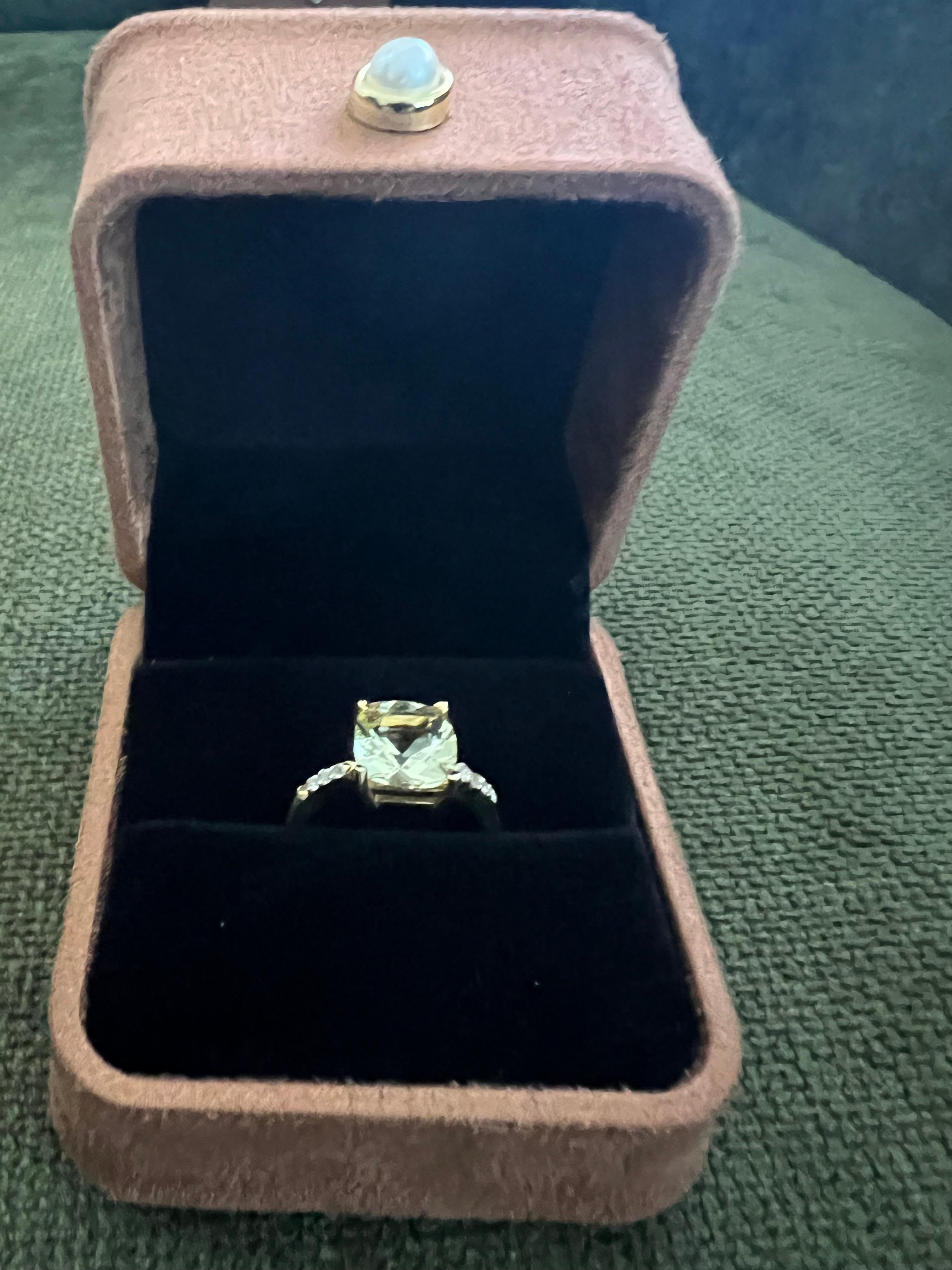 Classic Italian Bochic “Capri” Lemon Green Topaz Ring Set In 18K Gold & Silver For Sale 5