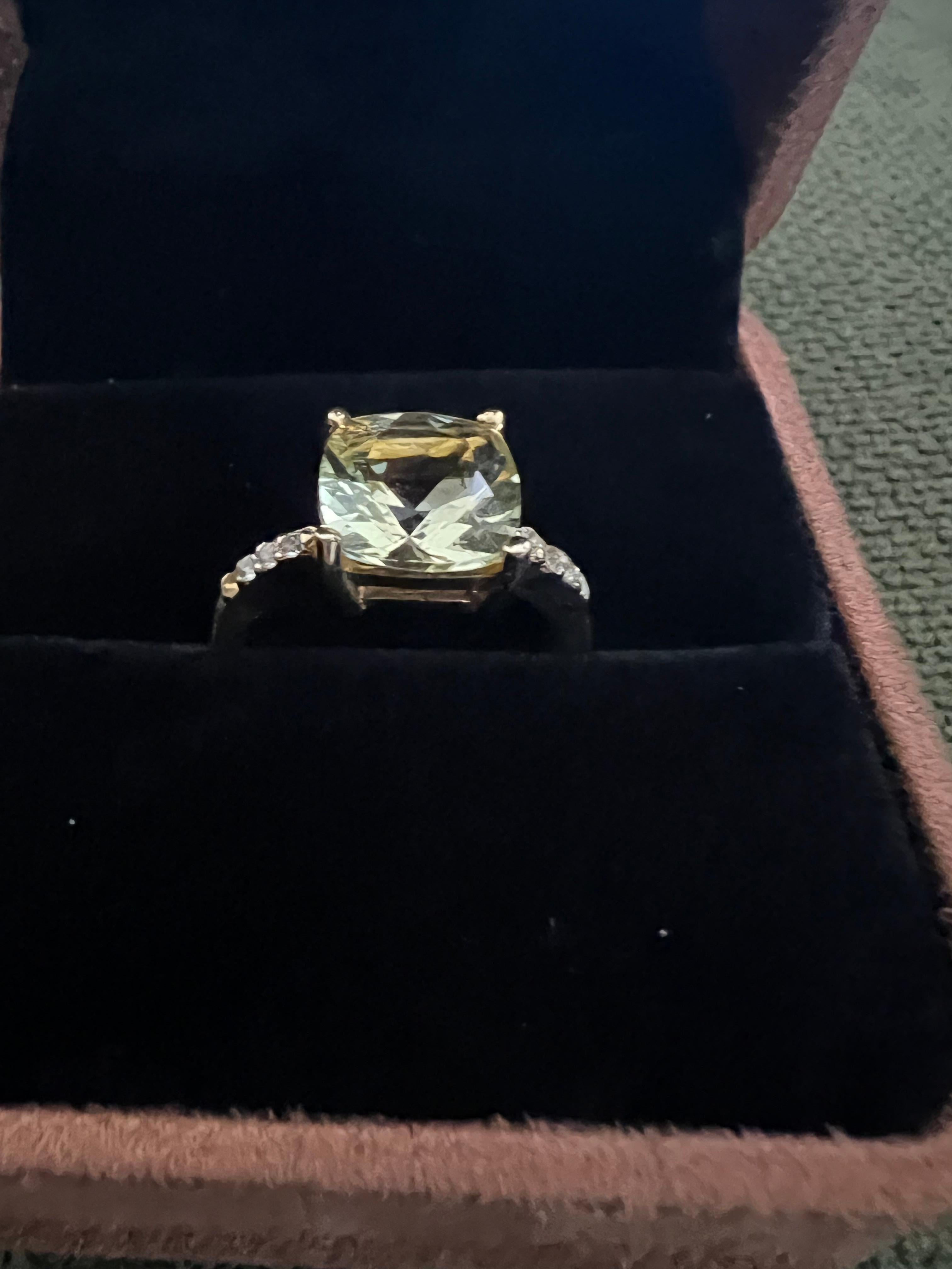 Classic Italian Bochic “Capri” Lemon Green Topaz Ring Set In 18K Gold & Silver For Sale 6