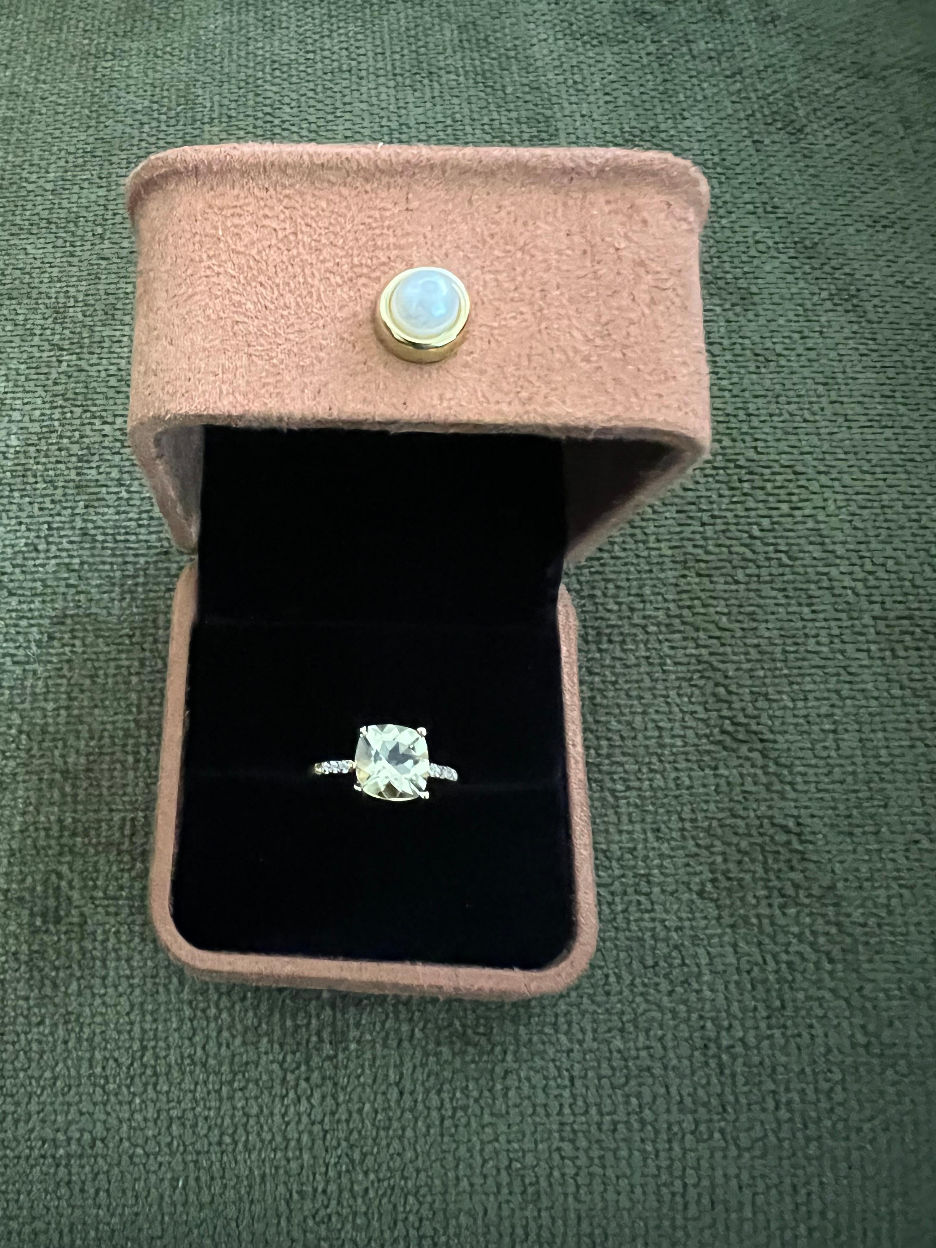 Classic Italian Bochic “Capri” Lemon Green Topaz Ring Set In 18K Gold & Silver For Sale 7