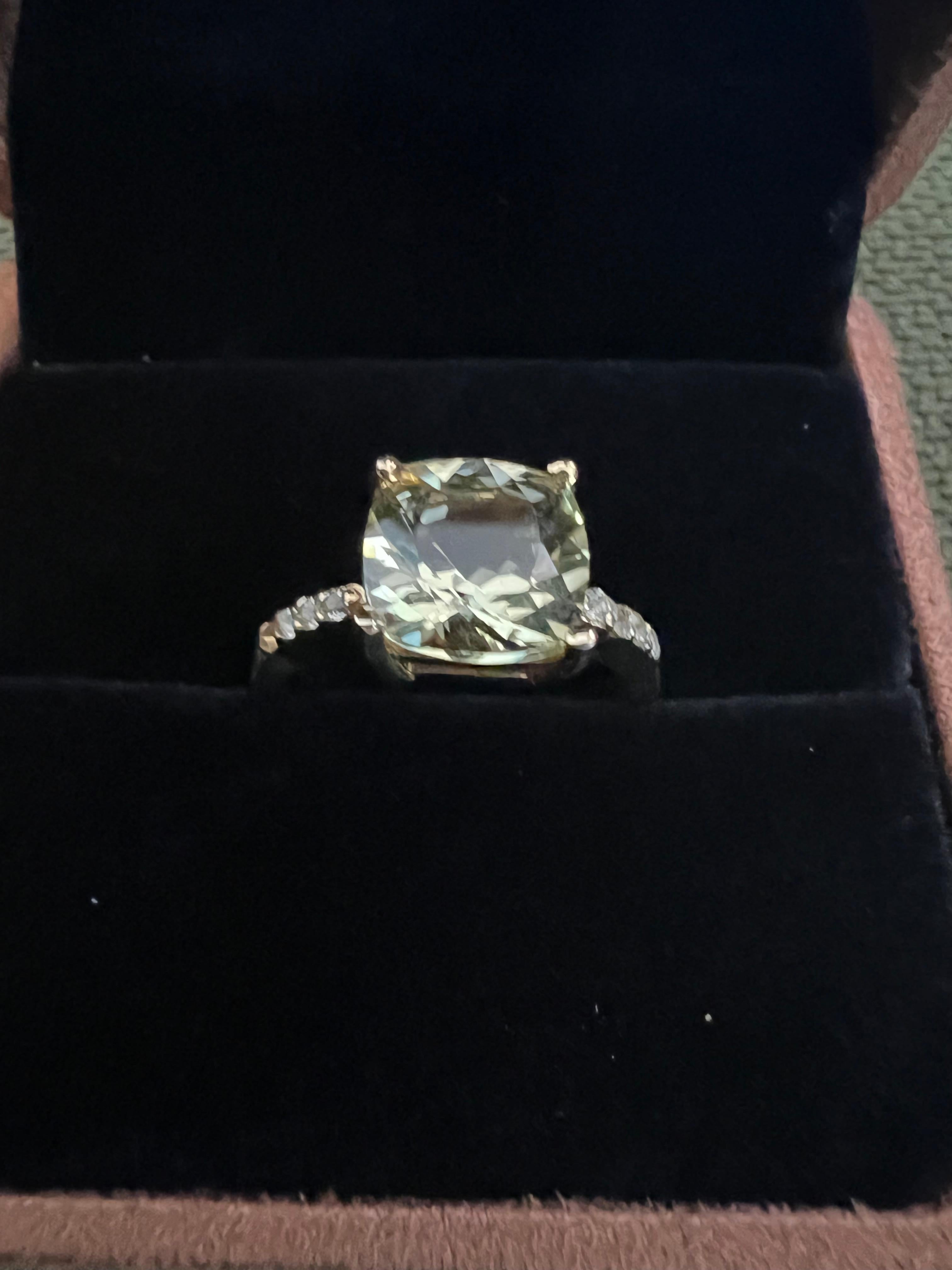 Classic Italian Bochic “Capri” Lemon Green Topaz Ring Set In 18K Gold & Silver For Sale 8