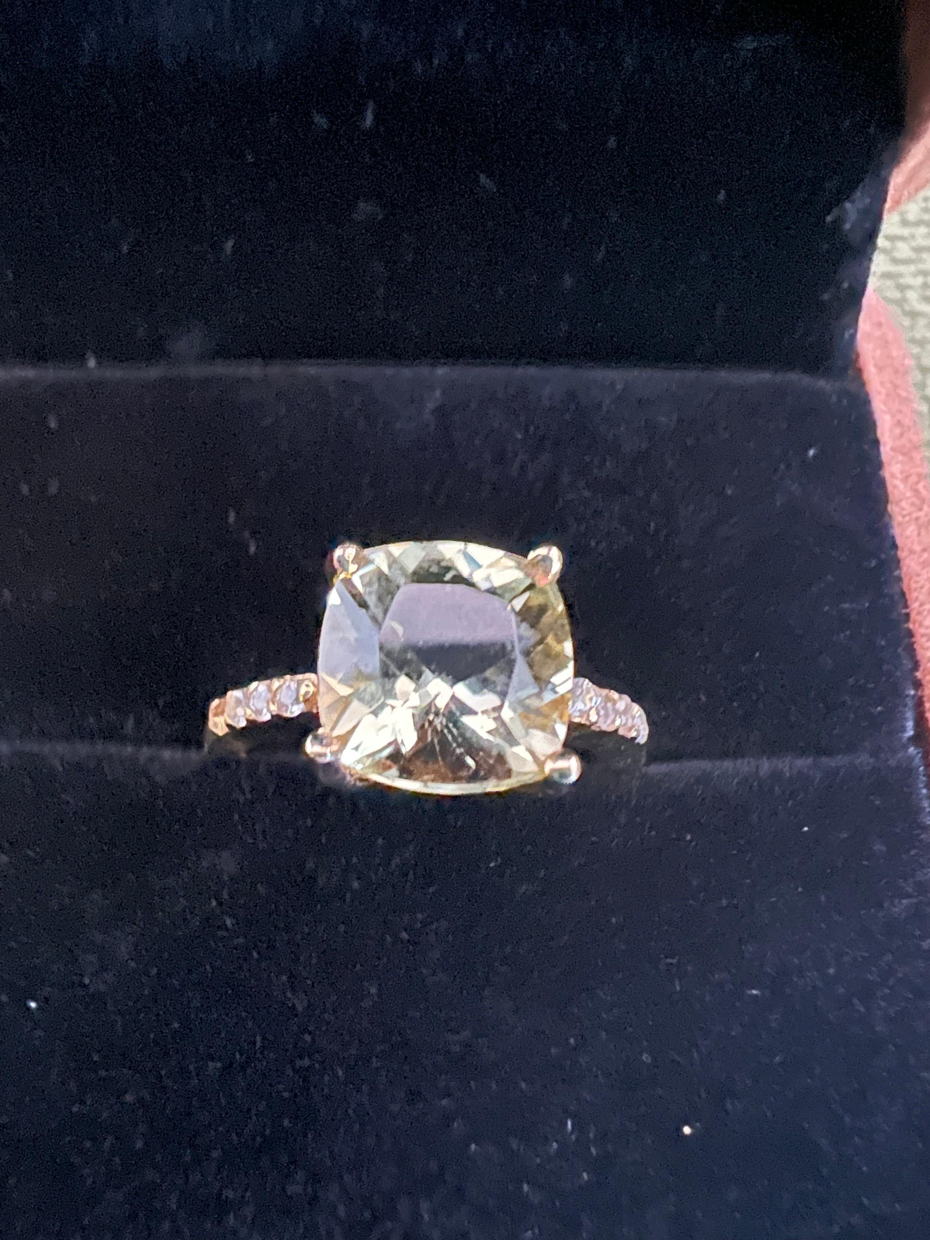 Classic Italian Bochic “Capri” Lemon Green Topaz Ring Set In 18K Gold & Silver For Sale 9