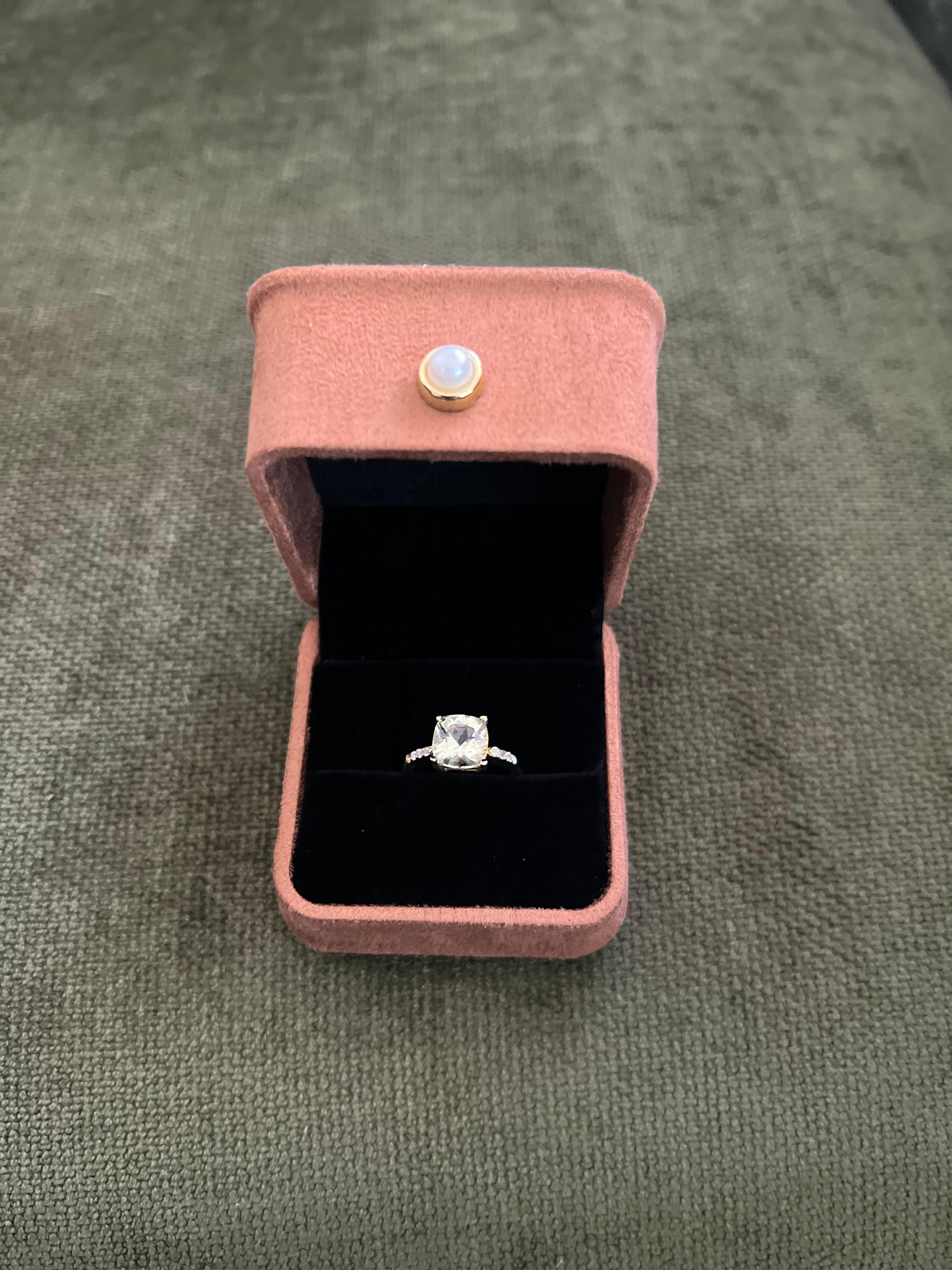 Classic Italian Bochic “Capri” Lemon Green Topaz Ring Set In 18K Gold & Silver In New Condition For Sale In New York, NY