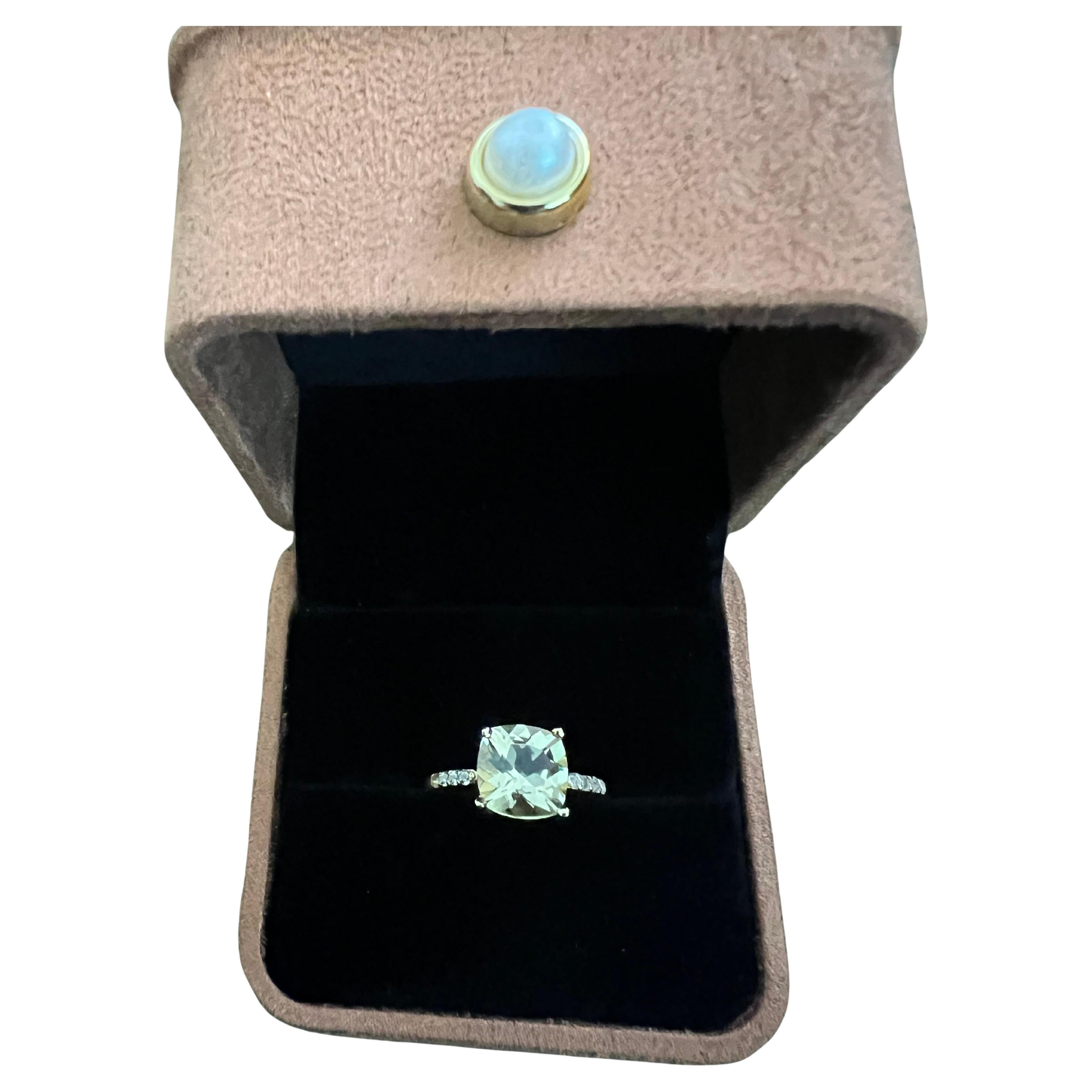 Classic Italian Bochic “Capri” Lemon Green Topaz Ring Set In 18K Gold & Silver For Sale