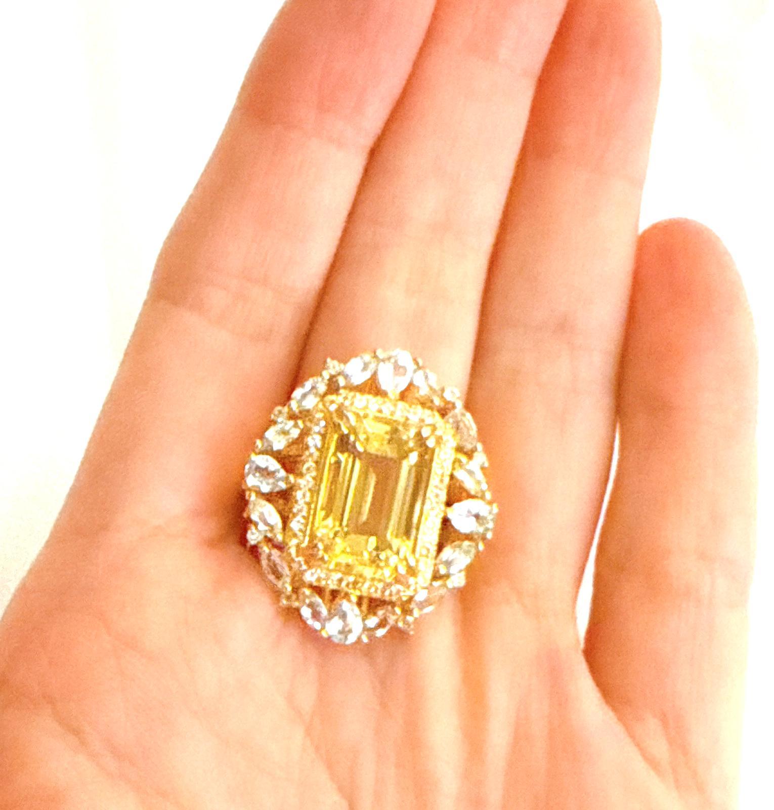 Classic Italian Bochic “Capri Lemon Topaz & Gem Ring Set In 18K Gold & Silver For Sale 3