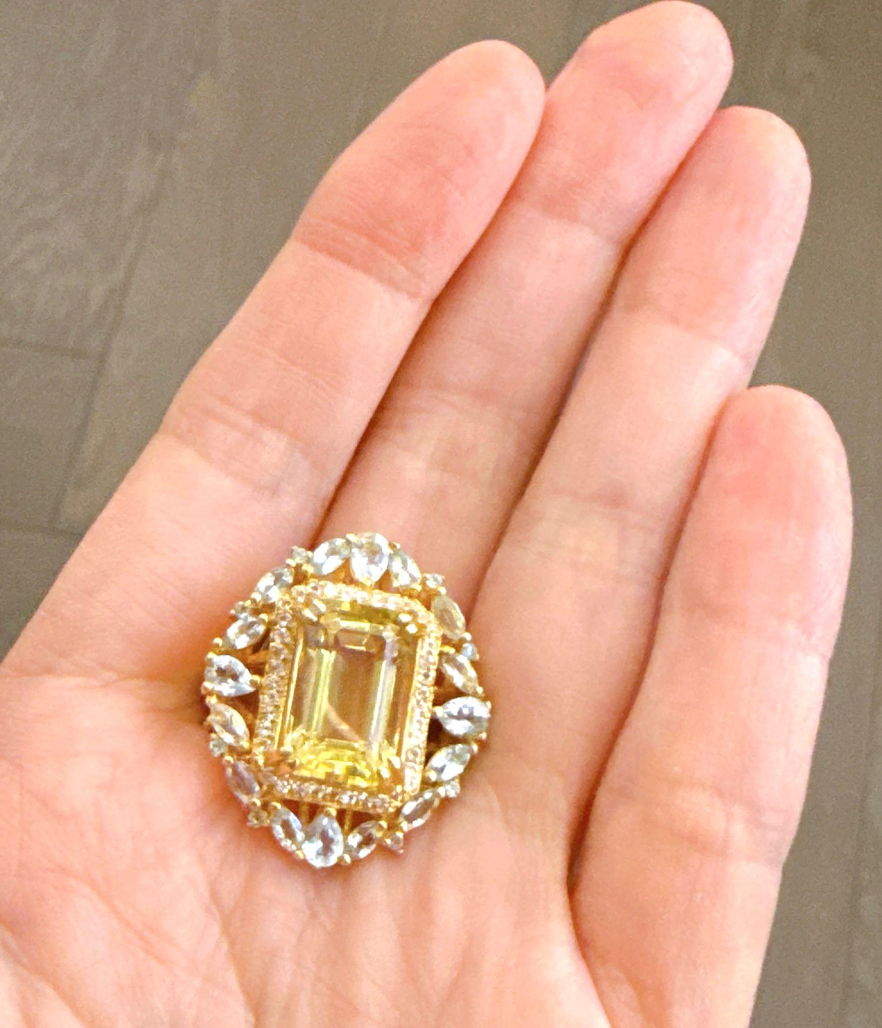 Classic Italian Bochic “Capri Lemon Topaz & Gem Ring Set In 18K Gold & Silver For Sale 5