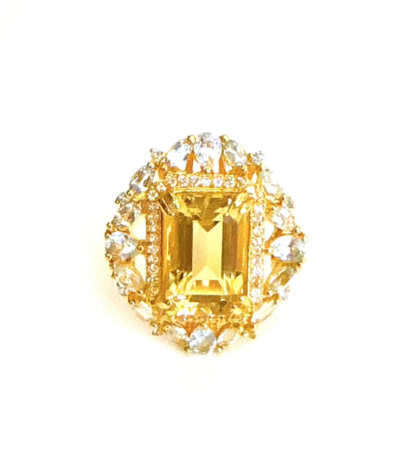 Classic Italian Bochic “Capri Lemon Topaz & Gem Ring Set In 18K Gold & Silver For Sale 8