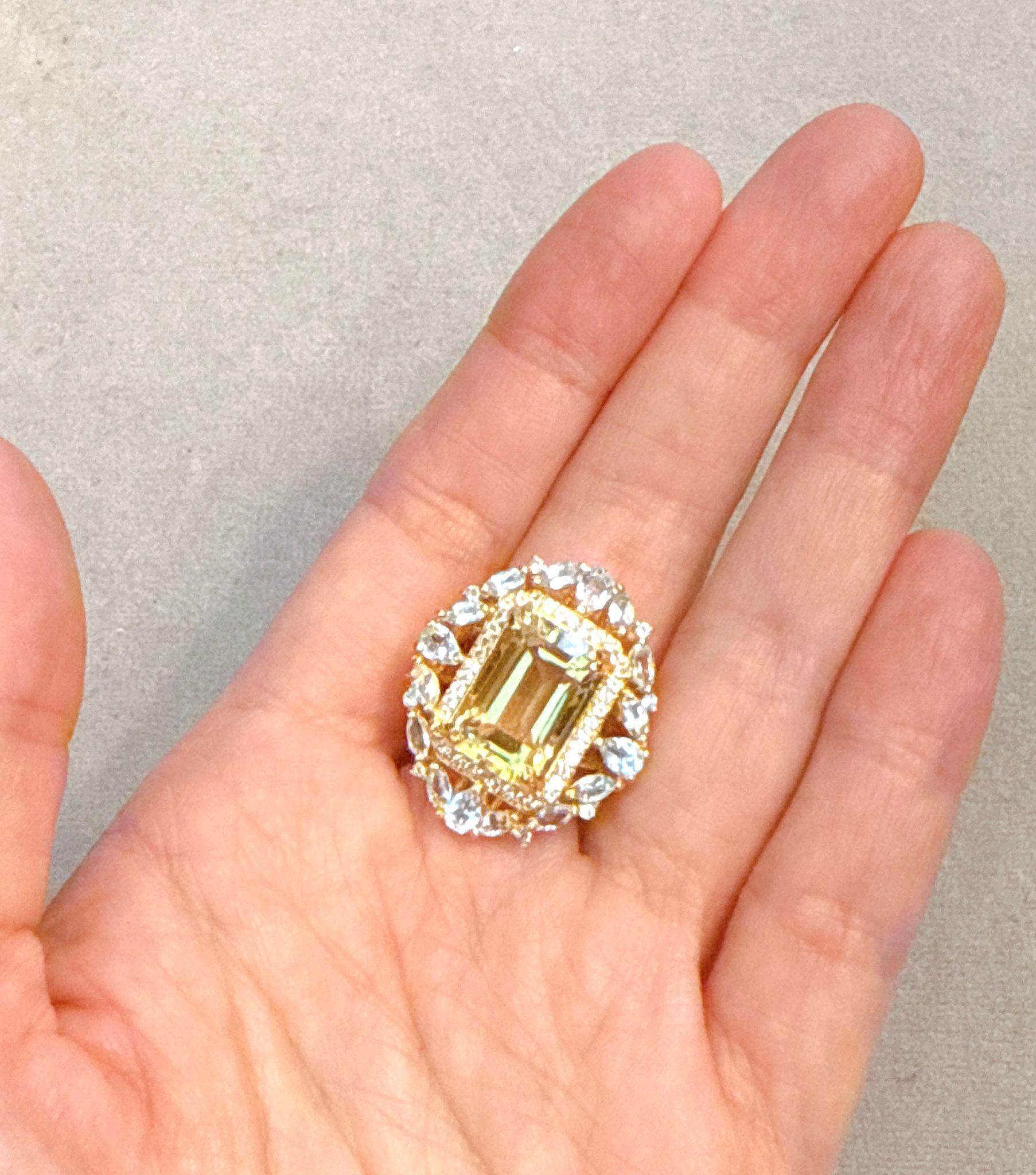 Classic Italian Bochic “Capri Lemon Topaz & Gem Ring Set In 18K Gold & Silver In New Condition For Sale In New York, NY
