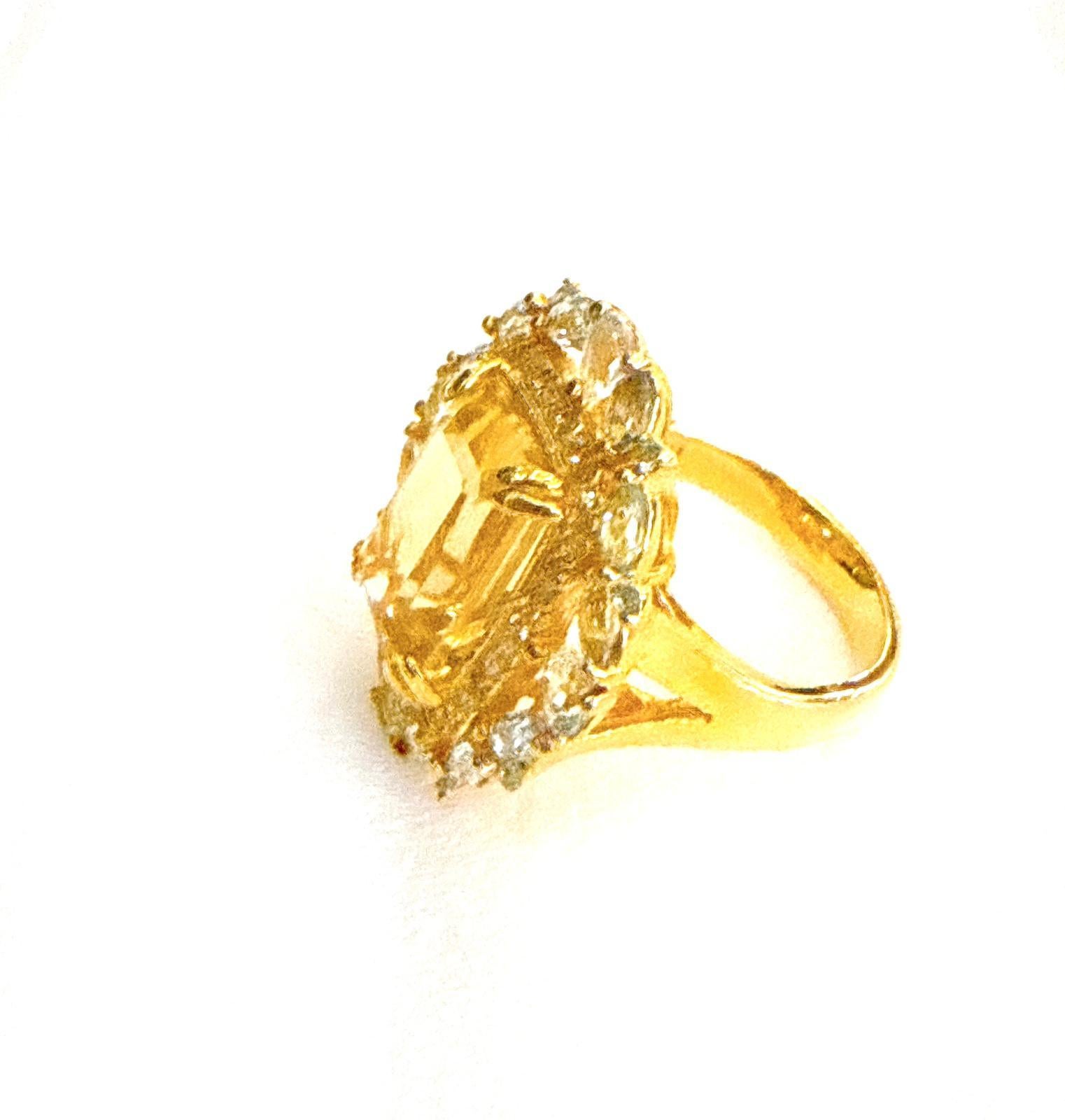 Classic Italian Bochic “Capri Lemon Topaz & Gem Ring Set In 18K Gold & Silver For Sale 1