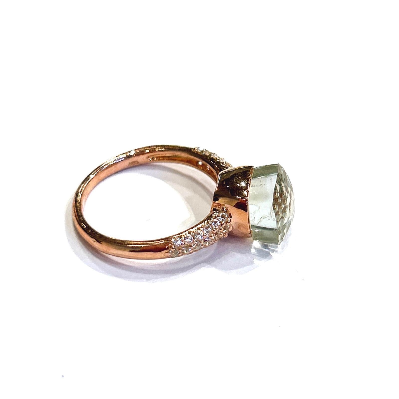 Classical Roman Classic Italian Bochic “Capri” Lemon Topaz Ring Set In 18K Gold & Silver For Sale