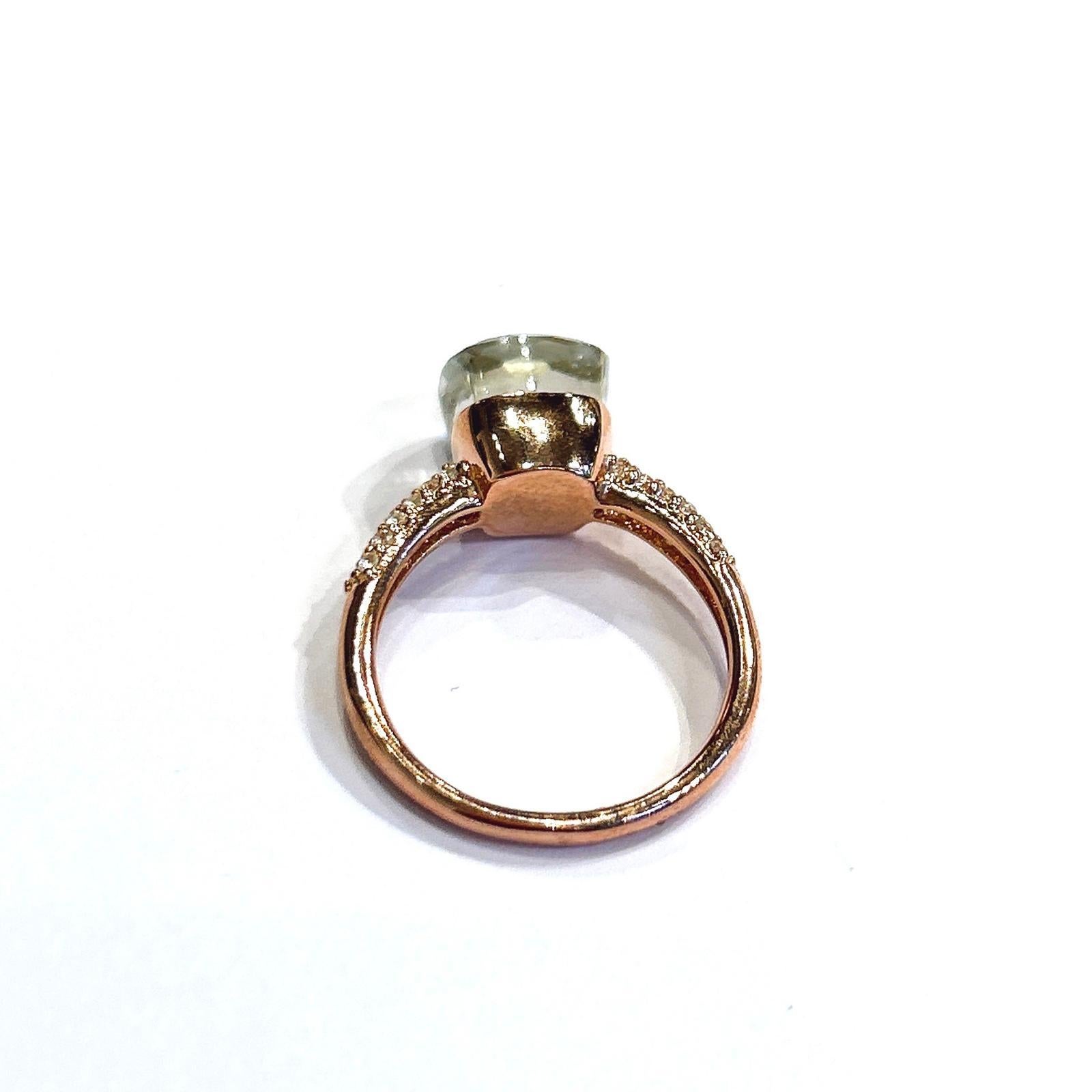 Classic Italian Bochic “Capri” Lemon Topaz Ring Set In 18K Gold & Silver In New Condition For Sale In New York, NY