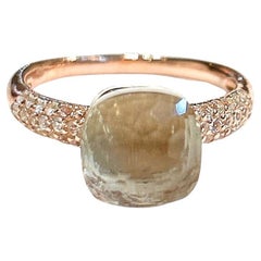 Classic Italian Bochic “Capri” Lemon Topaz Ring Set In 18K Gold & Silver