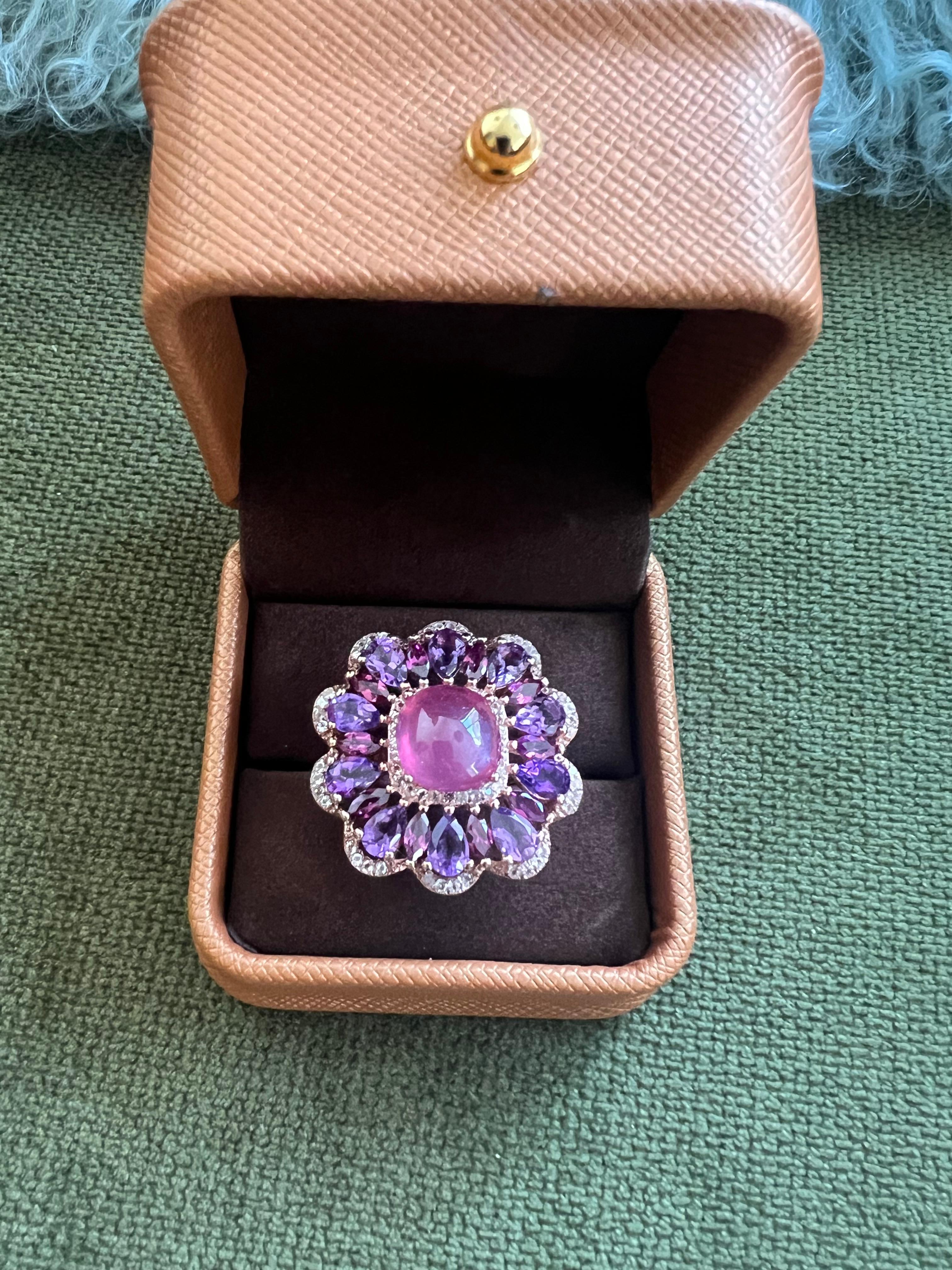 Classic Italian Bochic “Capri” Ruby & Amethyst Ring Set In 18K Gold & Silver 

Natural Red Ruby - 2.00 carats 
Natural Multi Amethyst - 3.00 carats 

This Ring is from the 