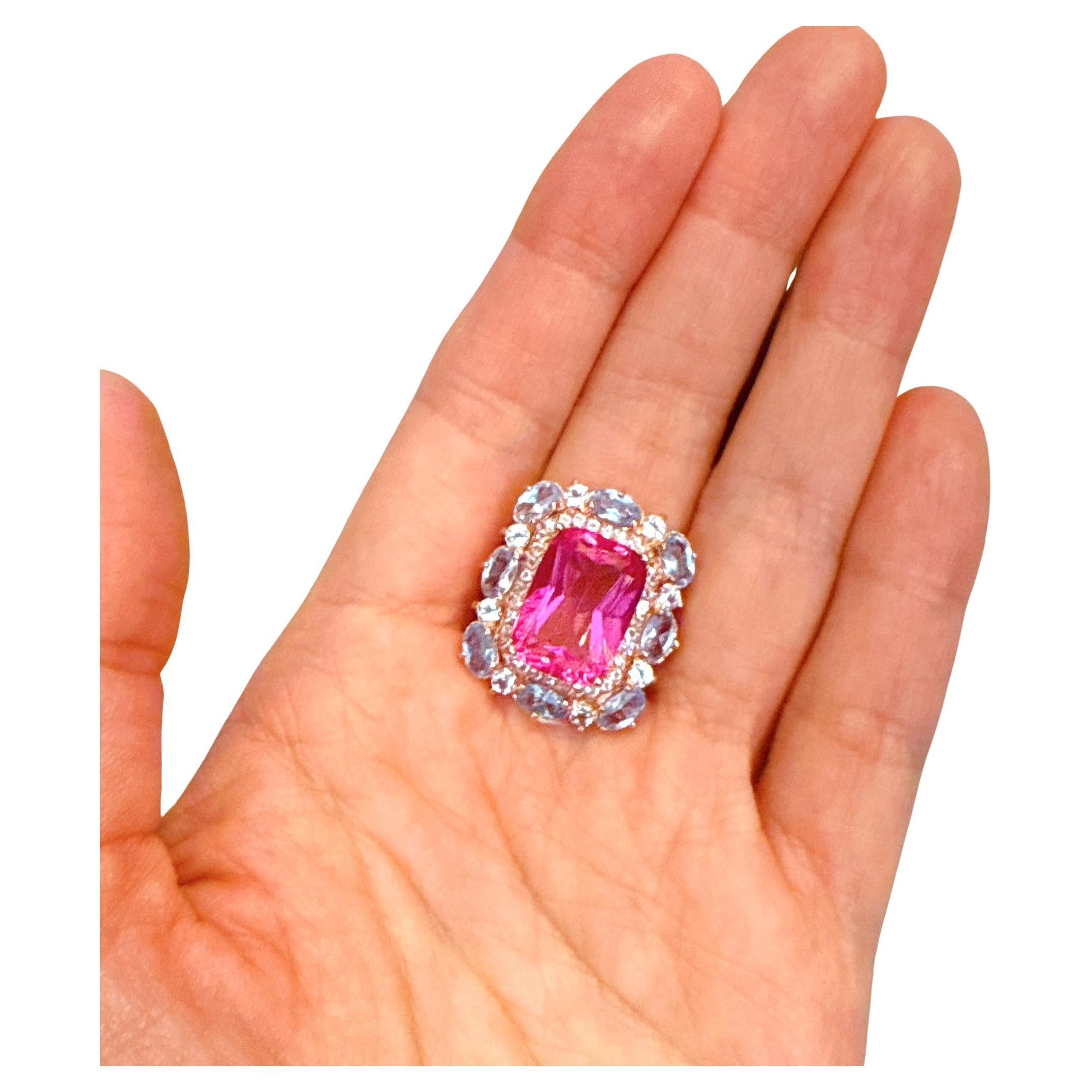 Anello classico italiano Bochic "Capri" con rubino e tanzanite in oro e argento 18 carati in vendita