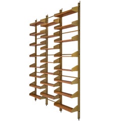 Classic Italian Brassed and Teak Wall Unit by Feal