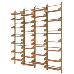 Classic Italian Brassed and Teak Wall Unit by FEAL