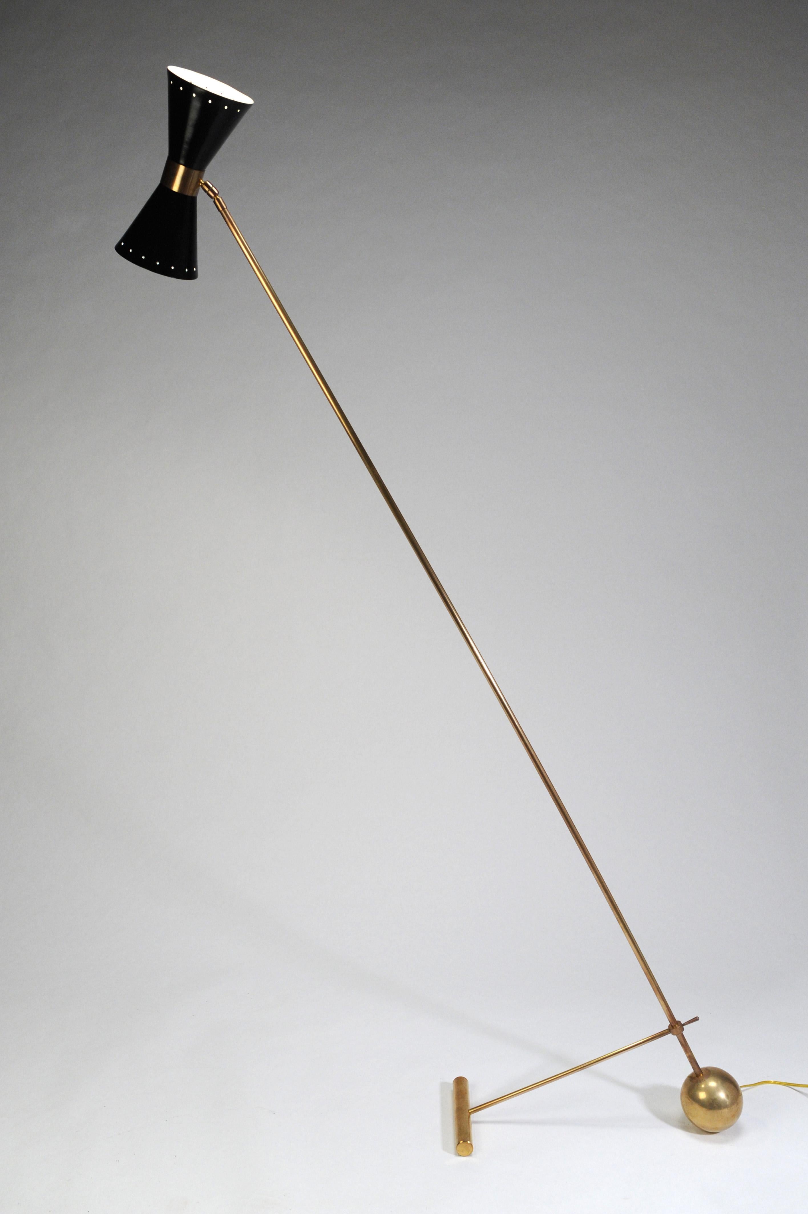 Classic Italian Modern Vintage Floor Lamp Black, 1950s In Good Condition In Washington, DC