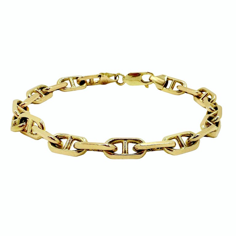 Classic Italian Nautical Link 14K Yellow Gold Bracelet, Unisex at 1stDibs