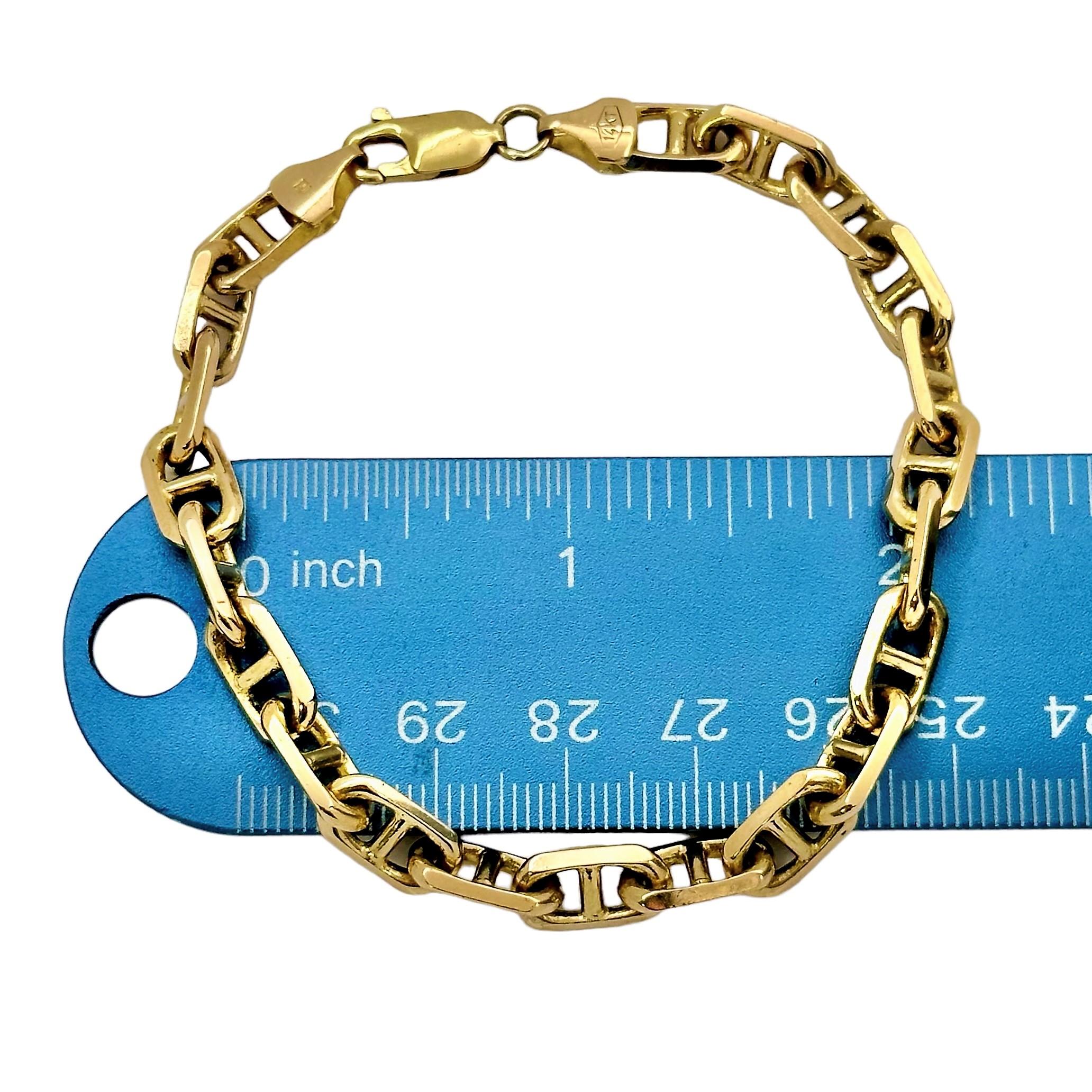 Classic Italian Nautical Link 14K Yellow Gold Bracelet, Unisex 1