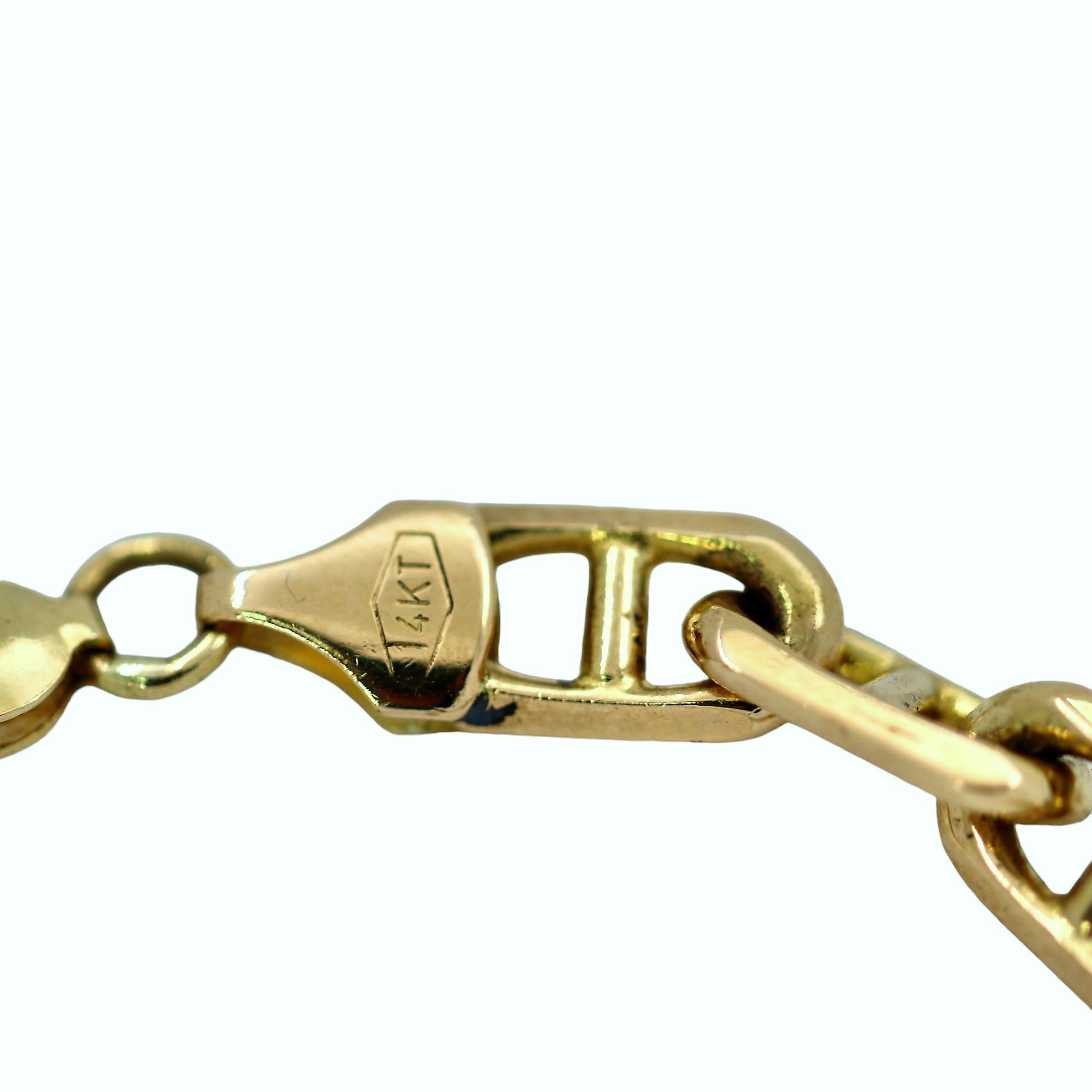 Classic Italian Nautical Link 14K Yellow Gold Bracelet, Unisex 2