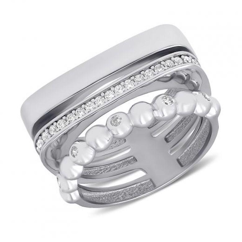 For Sale:  Classic Italian Style Black and White Diamonds White Gold Statement Ring for Her 2
