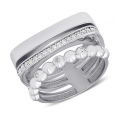 Klassischer italienischer Stil Schwarzer und weißer Diamanten Weißgold Statement Ring für Sie