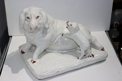 Classic Italian Terracotta Cucina Sculpture Pig and Piglet Crackle Glaze