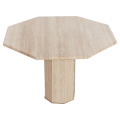 Classic Italian travertine 4-6 seater octagonal dining table