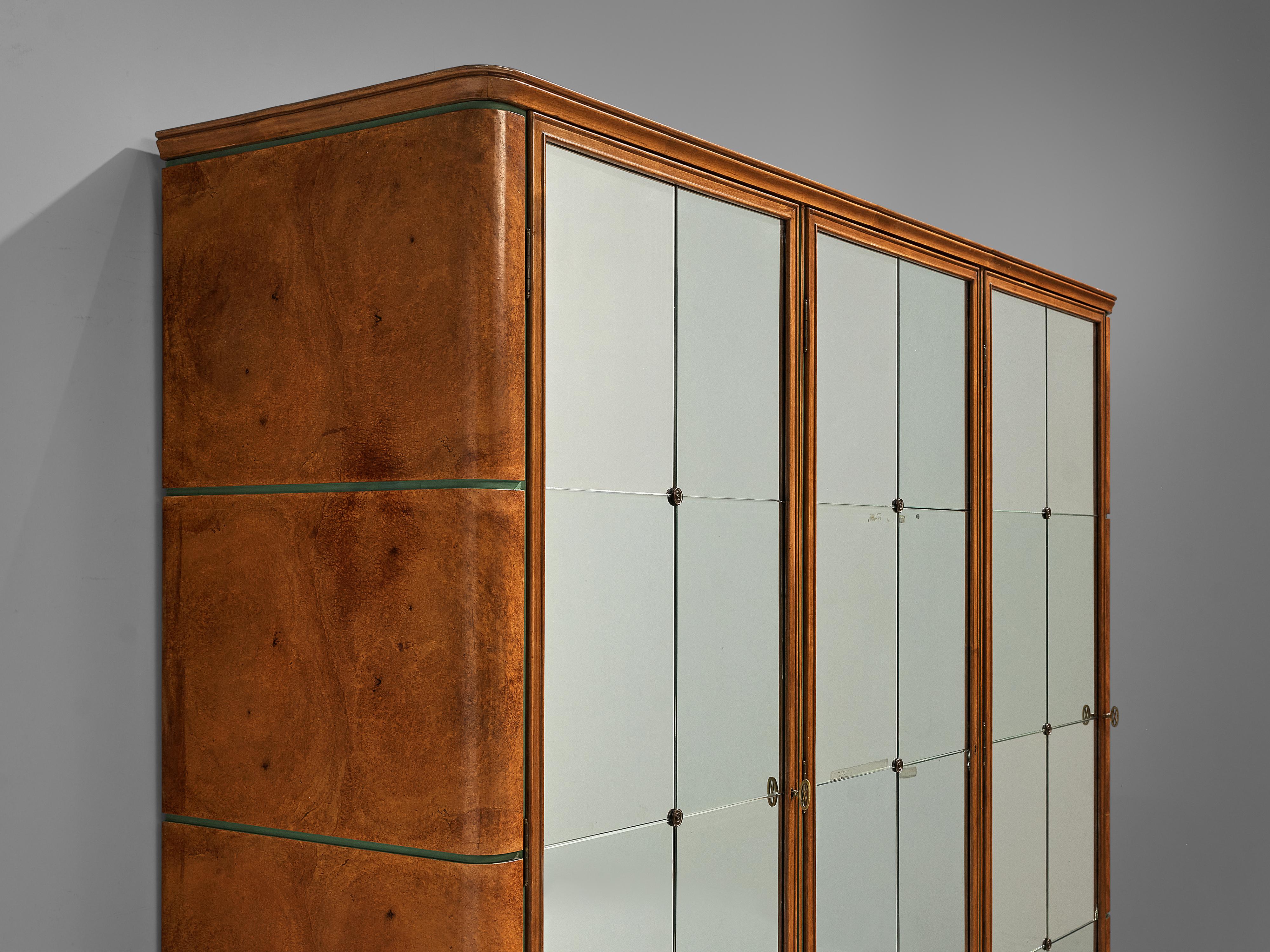 Mid-Century Modern Classic Italian Wardrobe in Oak with Mirrored Doors