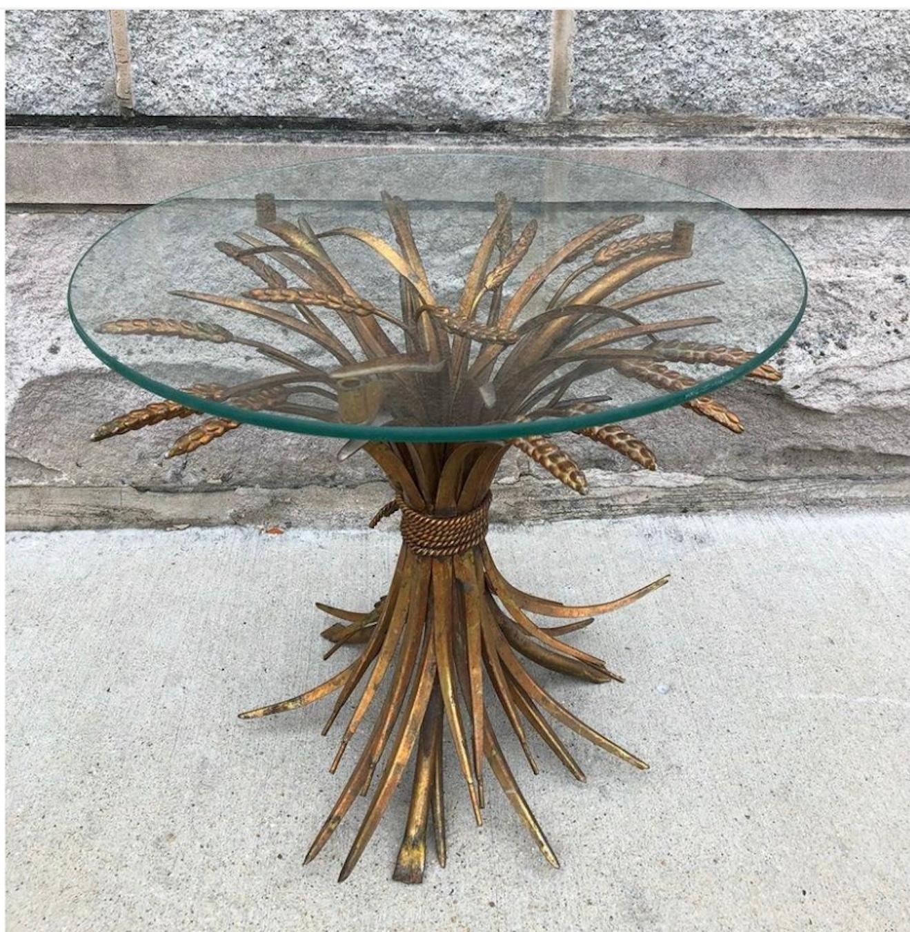 Gold Leaf Classic Italian Wheat Sheath Table As Seen In Coco Chanels Apartment. For Sale