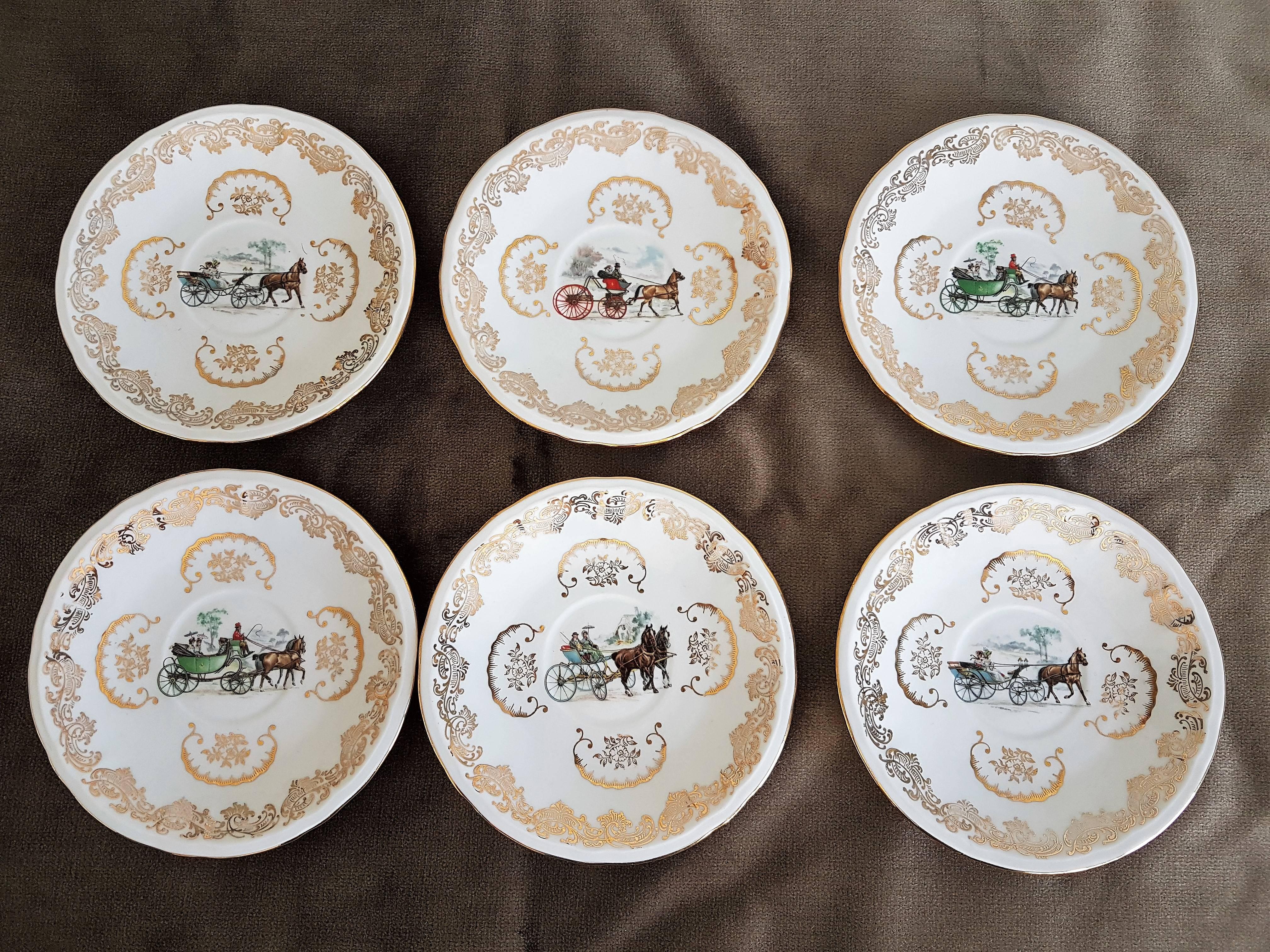 Klassisches italienisches Teeset aus feinem Porzellan in Weiß und Gold im Angebot 4