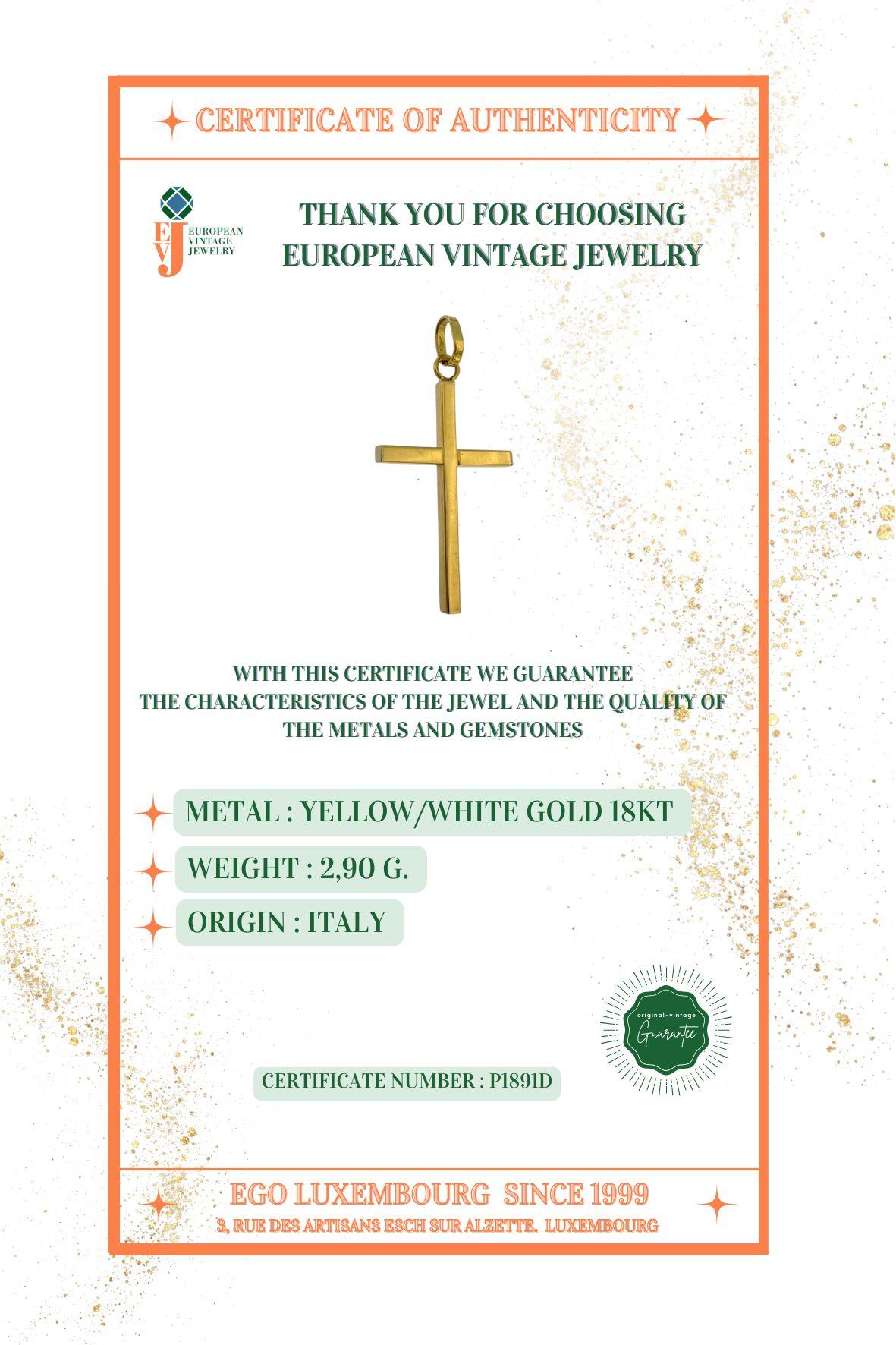 Classic Italian Yellow and White Gold Cross en venta 2