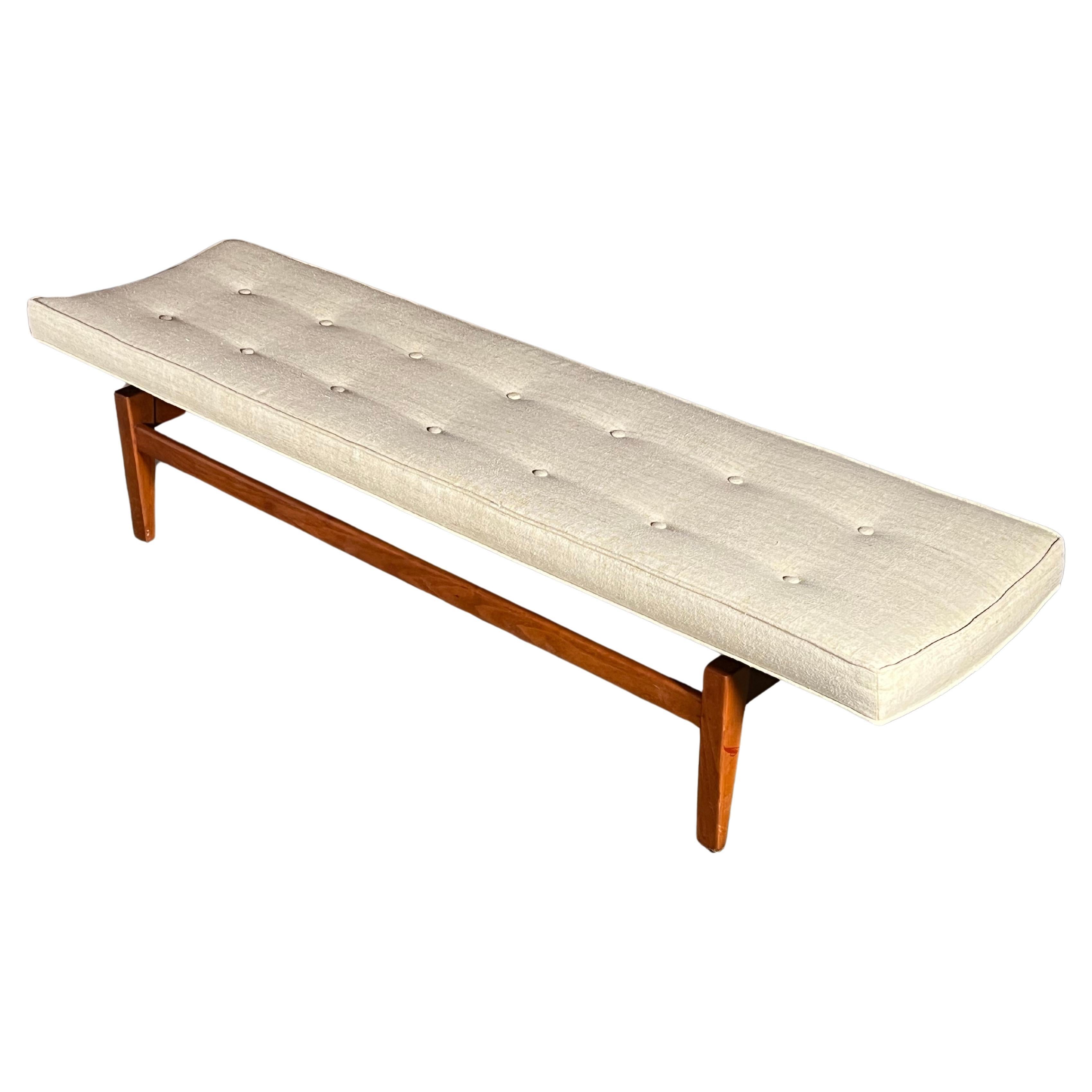 Classic Jens Risom Upholstered Bench Six Foot For Sale