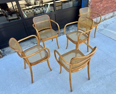 Clásico Josef Hoffman para Ligna Conjunto de cinco sillas de madera curvada y tripa / Checo