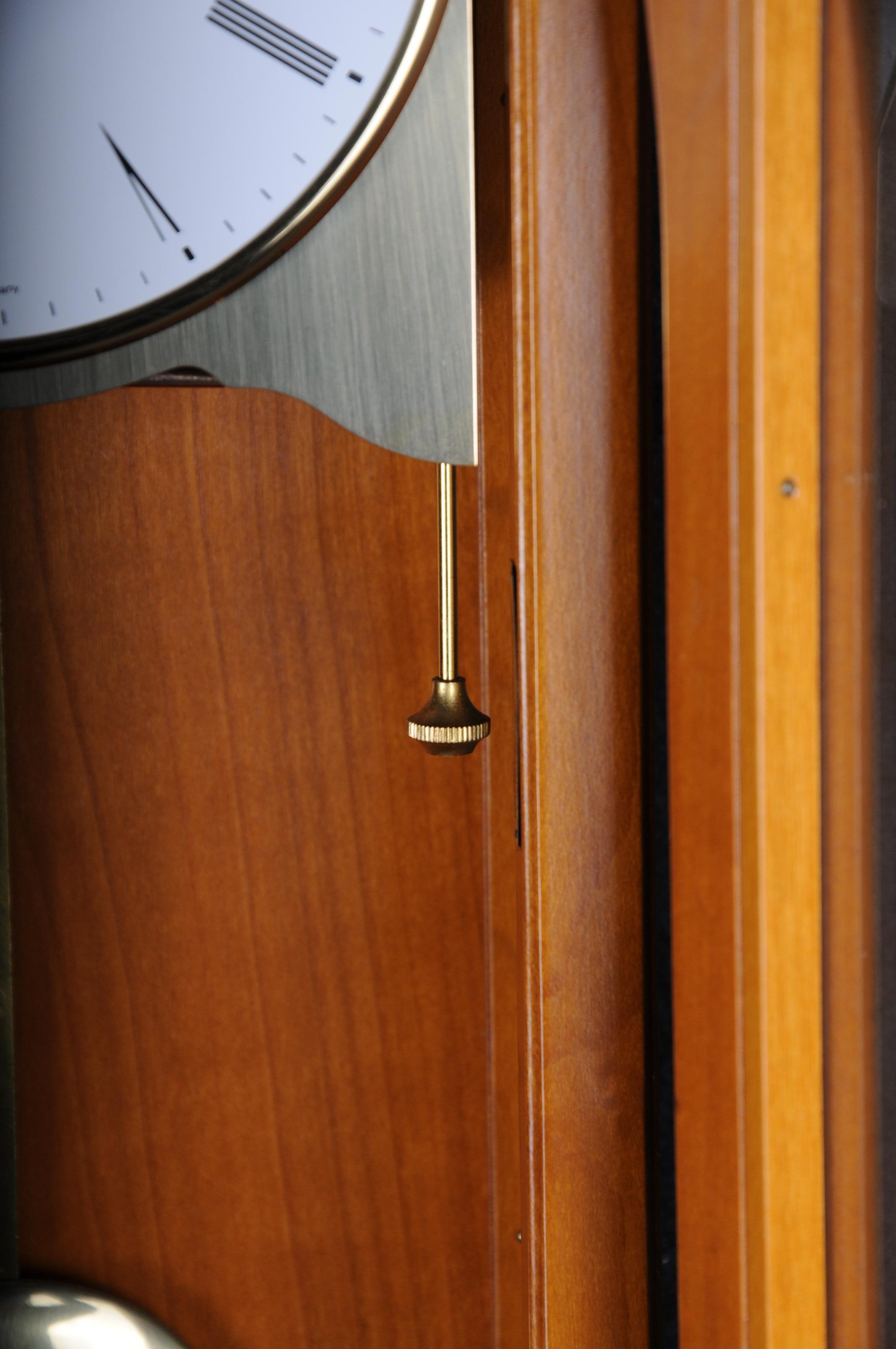 Brass Classic Kieninger Pendulum Wall Clock/Regulator, Cherry Wood For Sale
