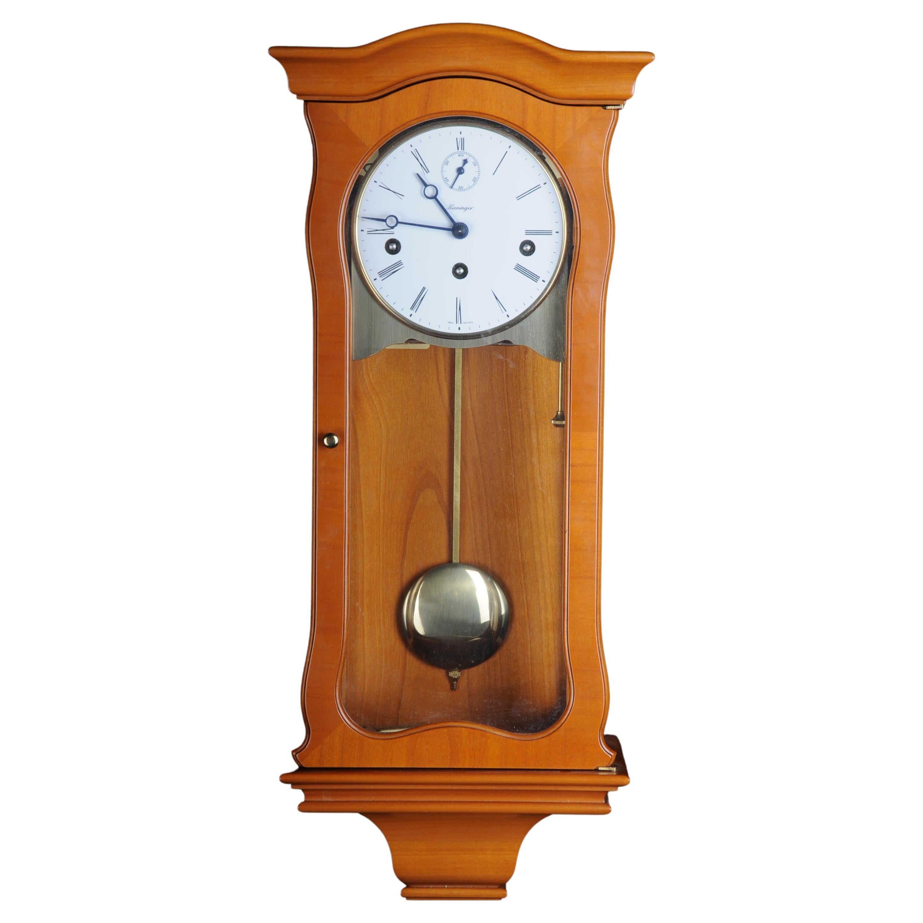 Classic Kieninger Pendulum Wall Clock/Regulator, Cherry Wood For Sale