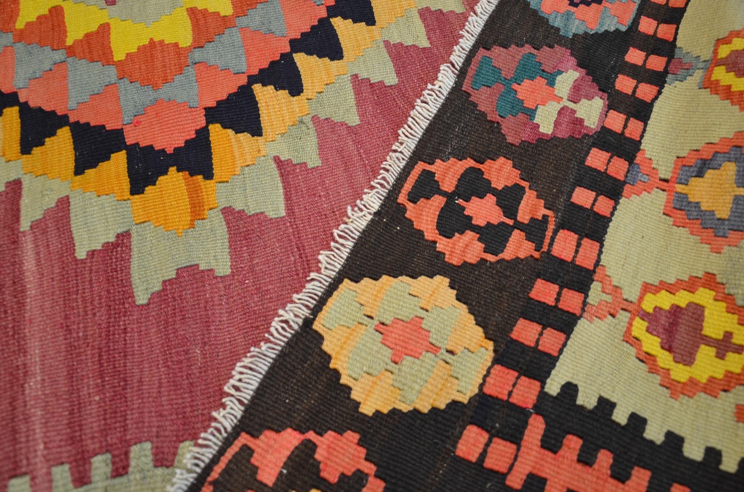 Wool Classic Kilim. Geometric Multicolor Design. 4.50 x 1.95 m For Sale