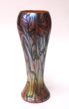 Classic 'King Tut' Quezal American Glass Vase c 1912
