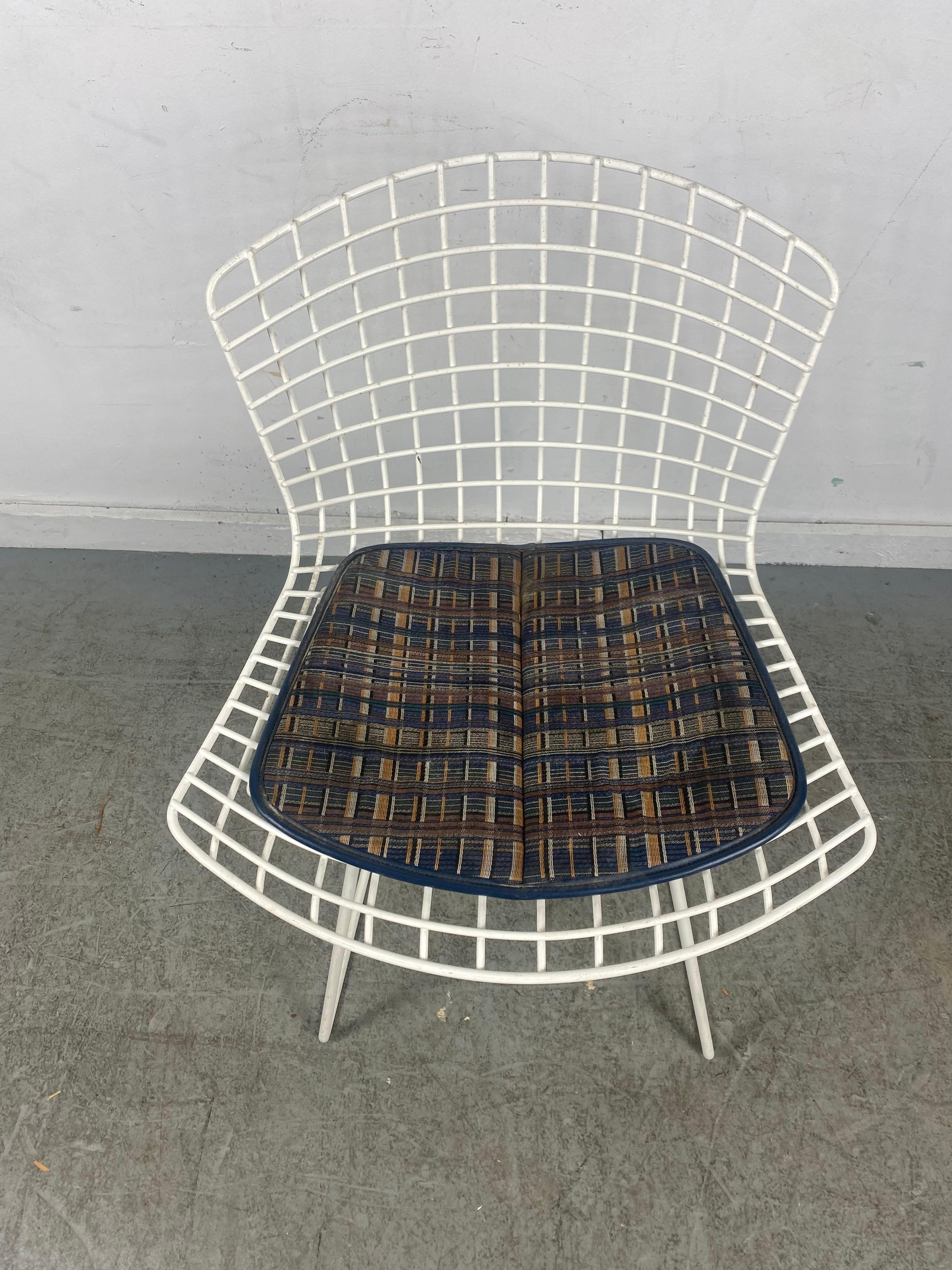 American Classic Knoll Bertoia a Wire Mesh Side Chair, Early Custom Knoll Fabric Cushion