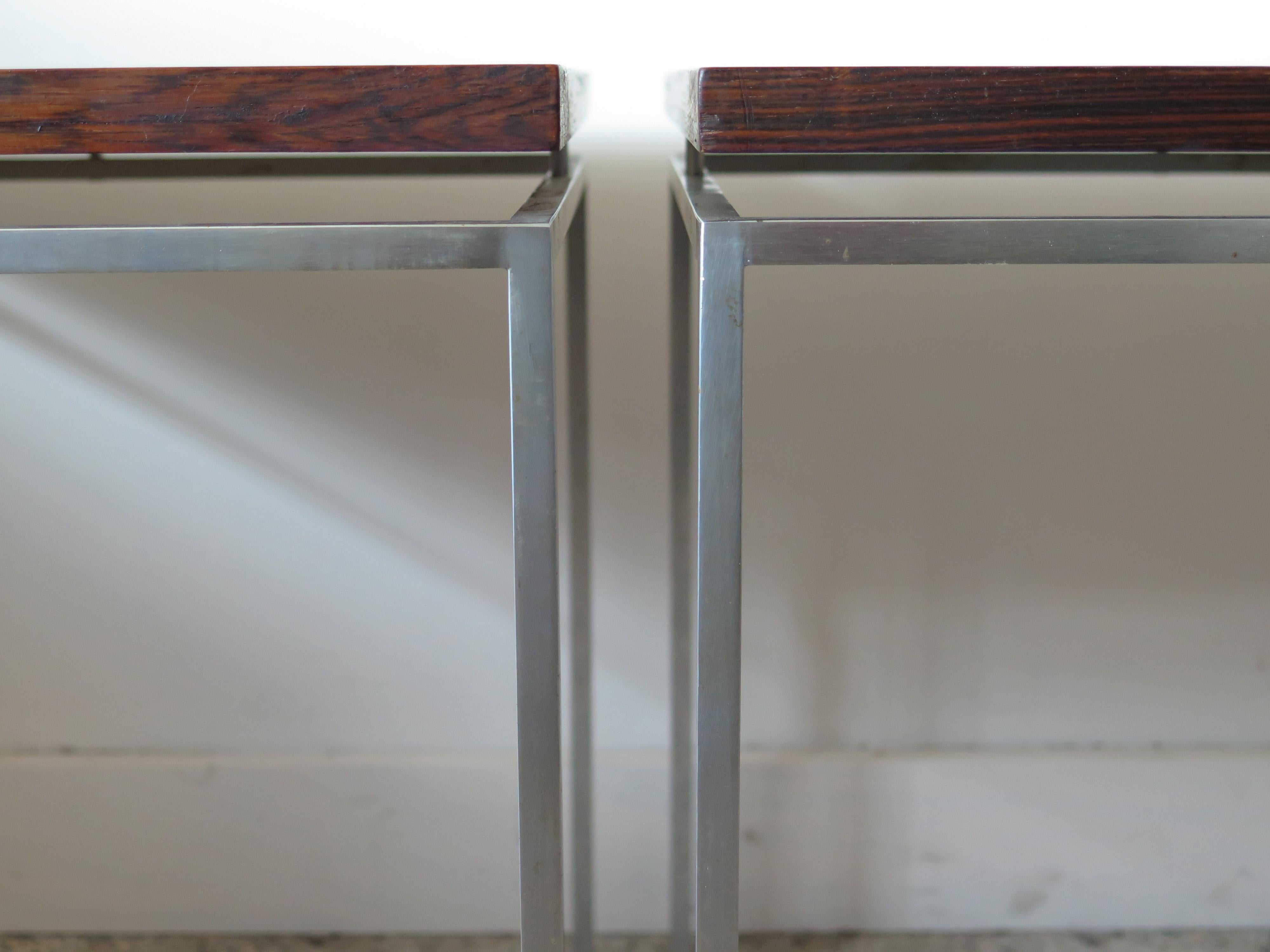 Stainless Steel Classic Knud Joos Side Tables Jason Mobler Denmark 1960's For Sale