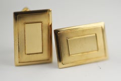 Classic La Mode 10 Karat Yellow Gold Rectangle Mens Pinstriped Cufflinks