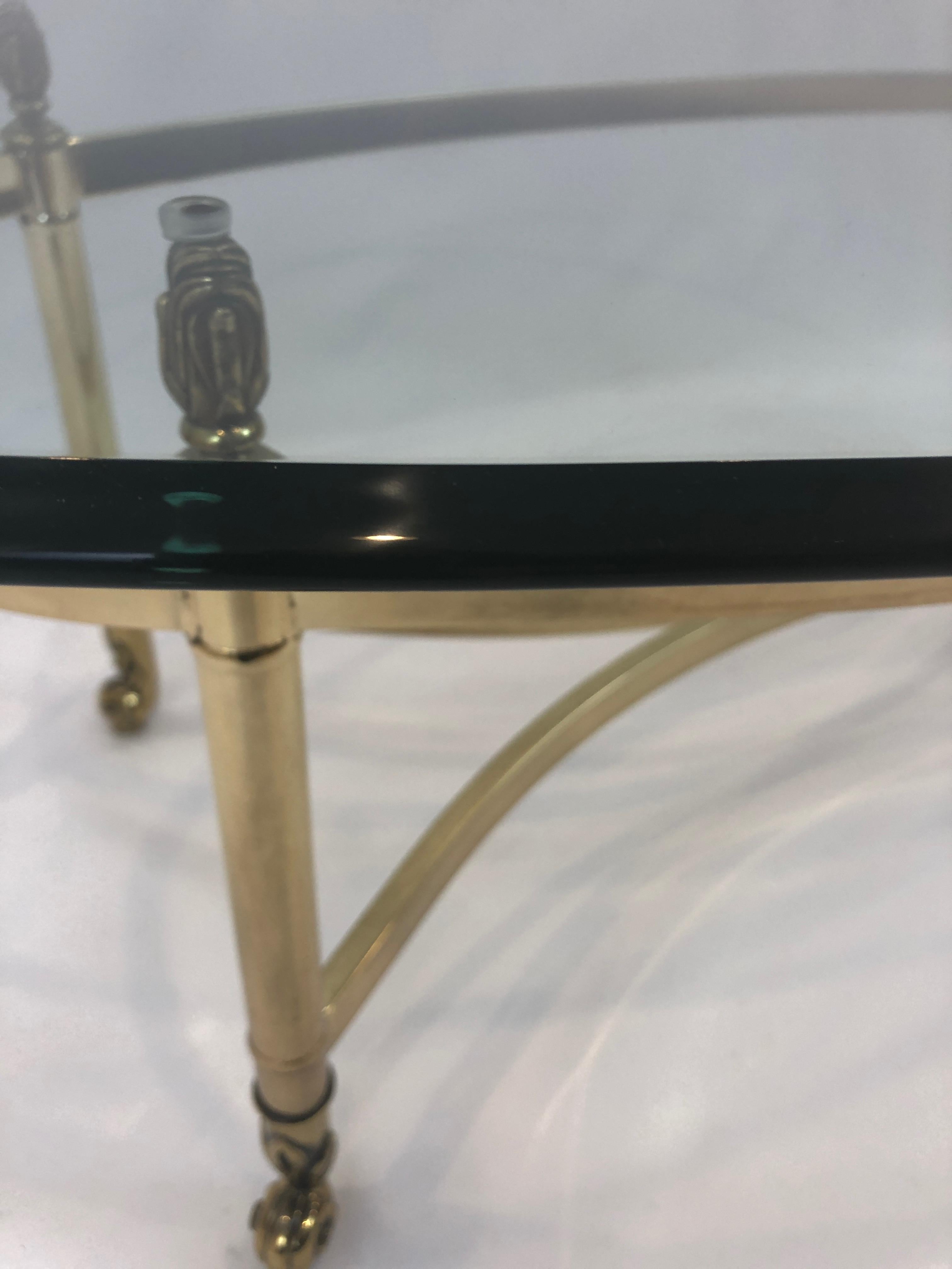 American Classic Labarge Brass and Oval Glass Coffee Table