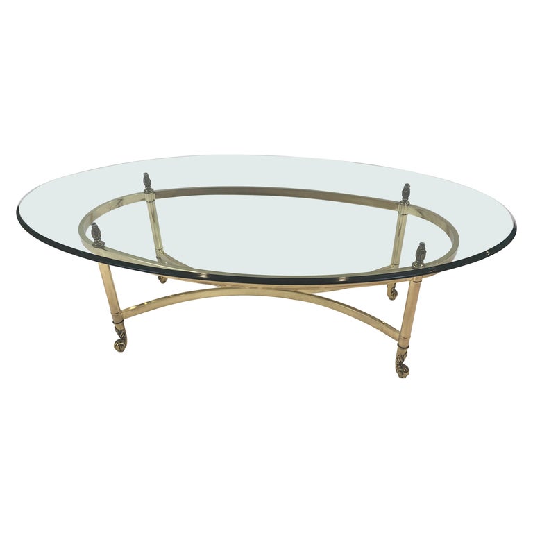Classic Labarge Brass And Oval Glass Coffee Table At 1stdibs