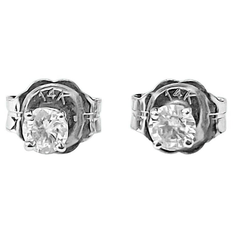 Classic Ladies Diamond and Gold Studs For Sale at 1stDibs